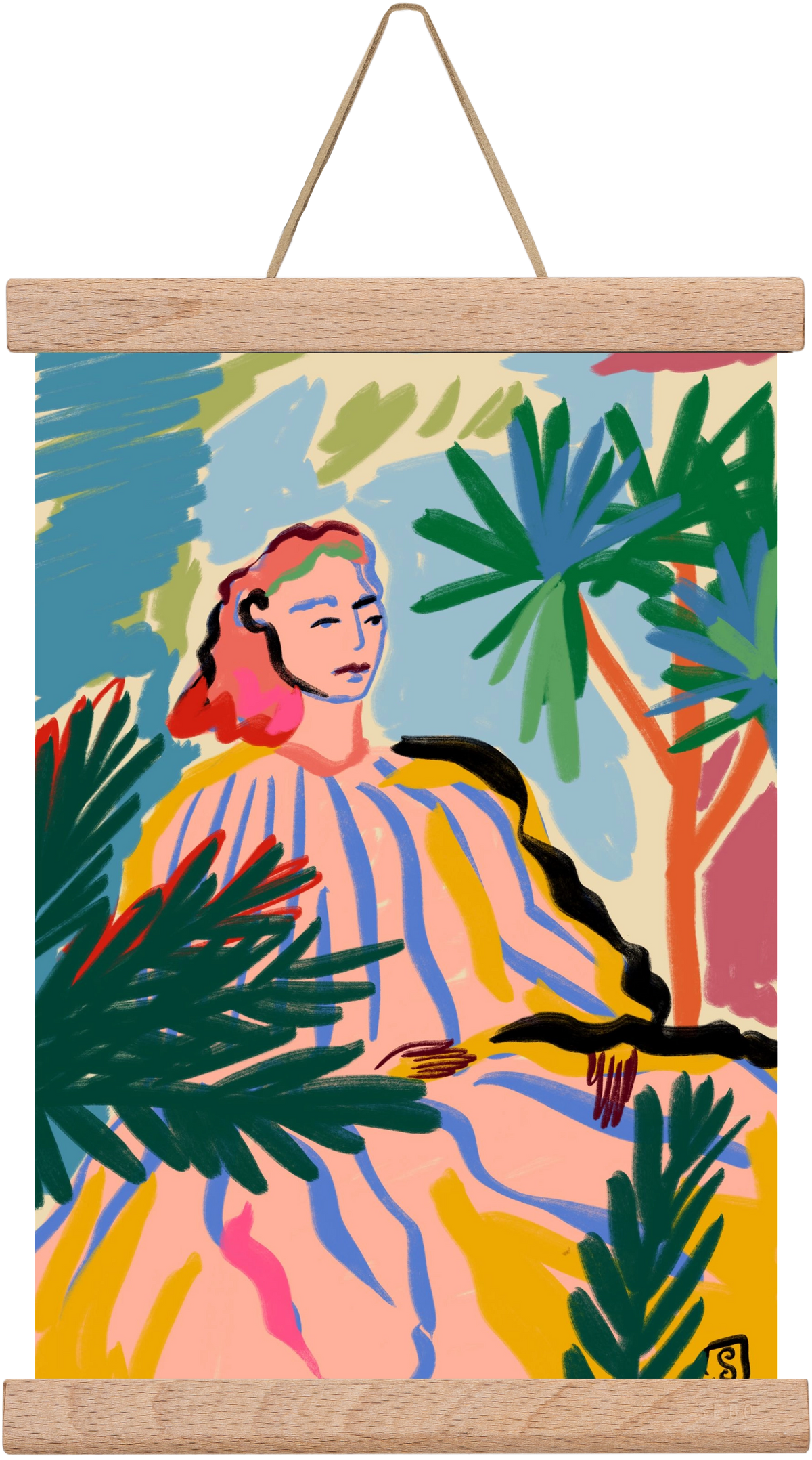 WOMAN IN NATURE, 20x30 cm (20x30 cm), Tölgy akasztó