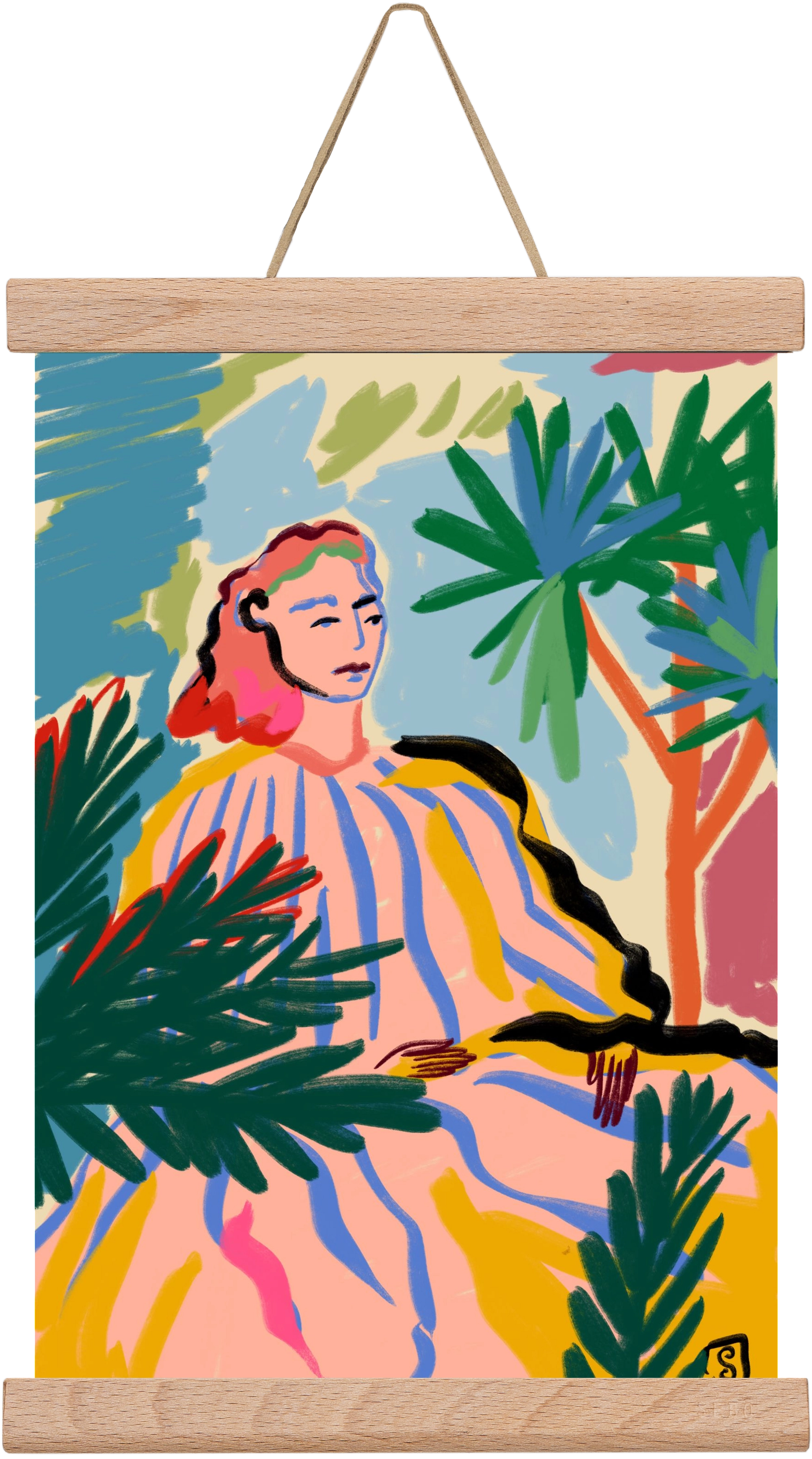 WOMAN IN NATURE, 20x30 cm (20x30 cm), Tölgy akasztó