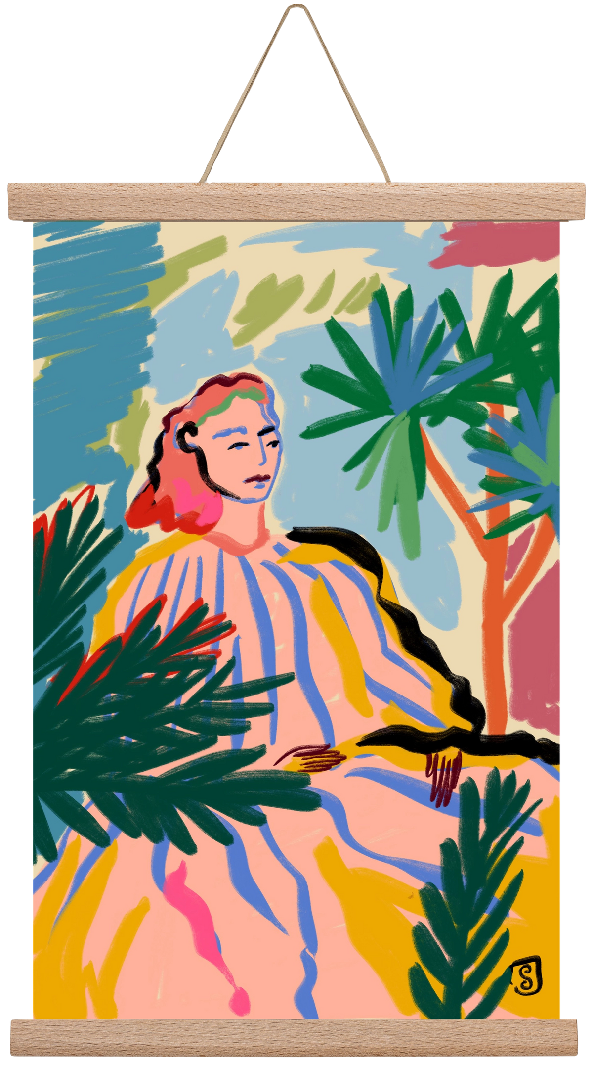 WOMAN IN NATURE, 30x45 cm (30x45 cm), Tölgy akasztó