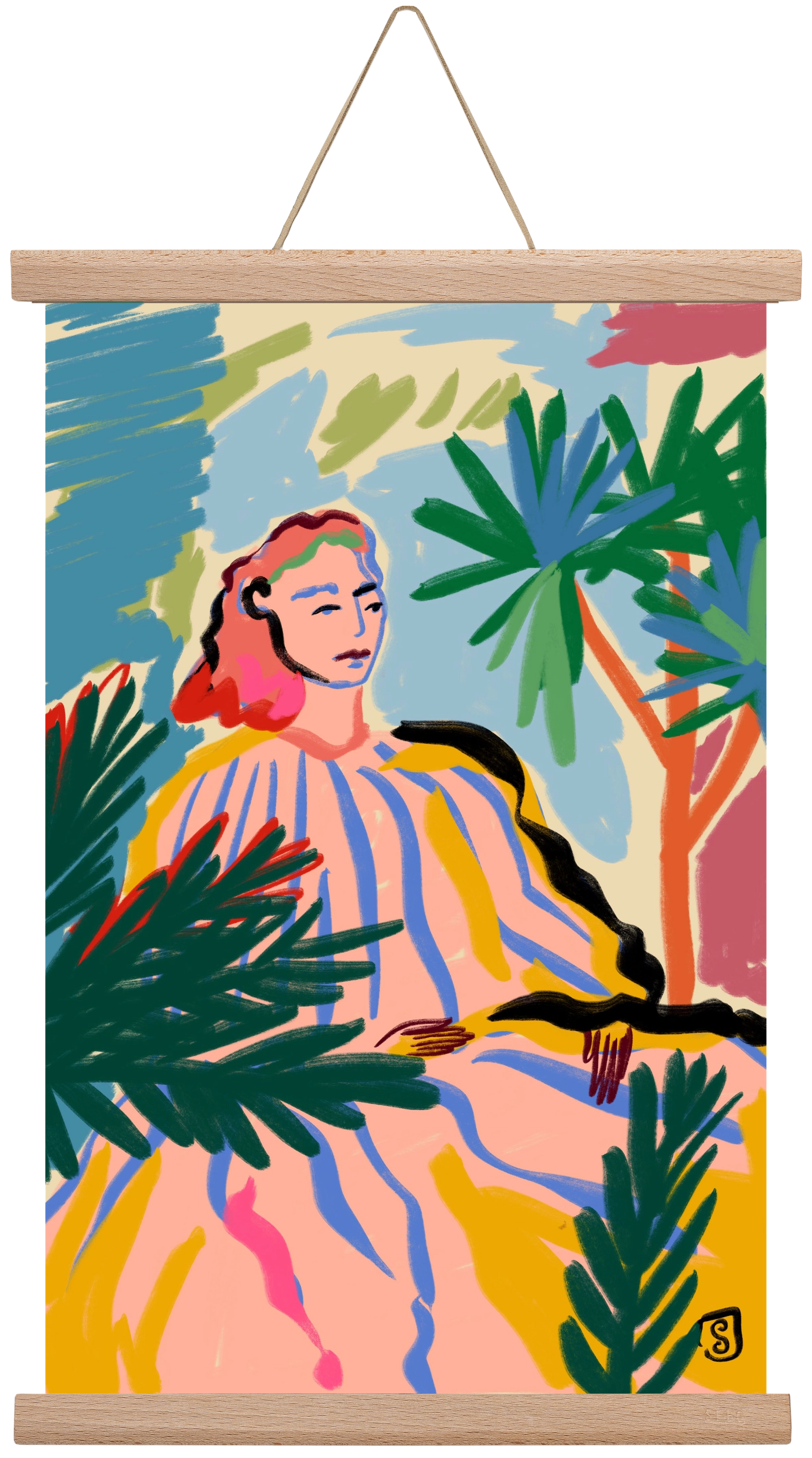 WOMAN IN NATURE, 30x45 cm (30x45 cm), Tölgy akasztó