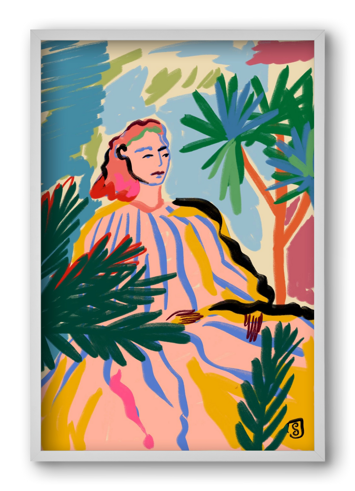 WOMAN IN NATURE, 40x60 cm (40x60 cm), Fehér keret