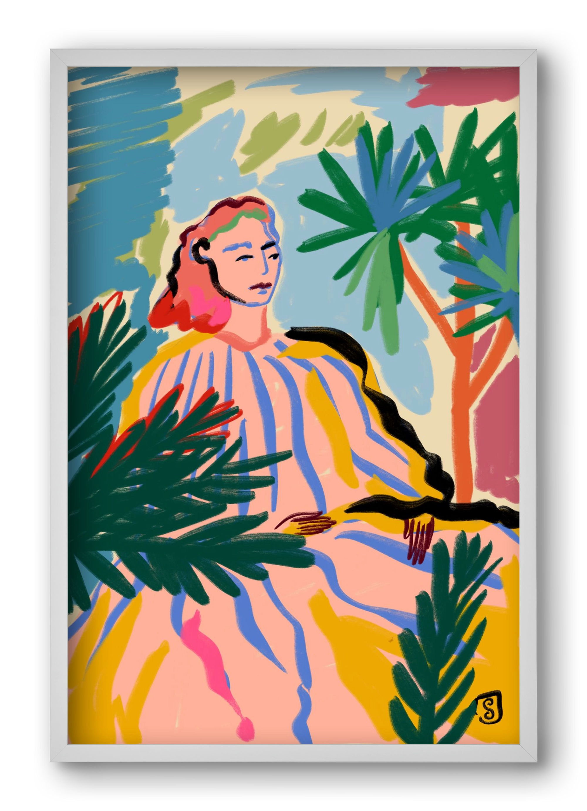 WOMAN IN NATURE, 40x60 cm (40x60 cm), Fehér keret