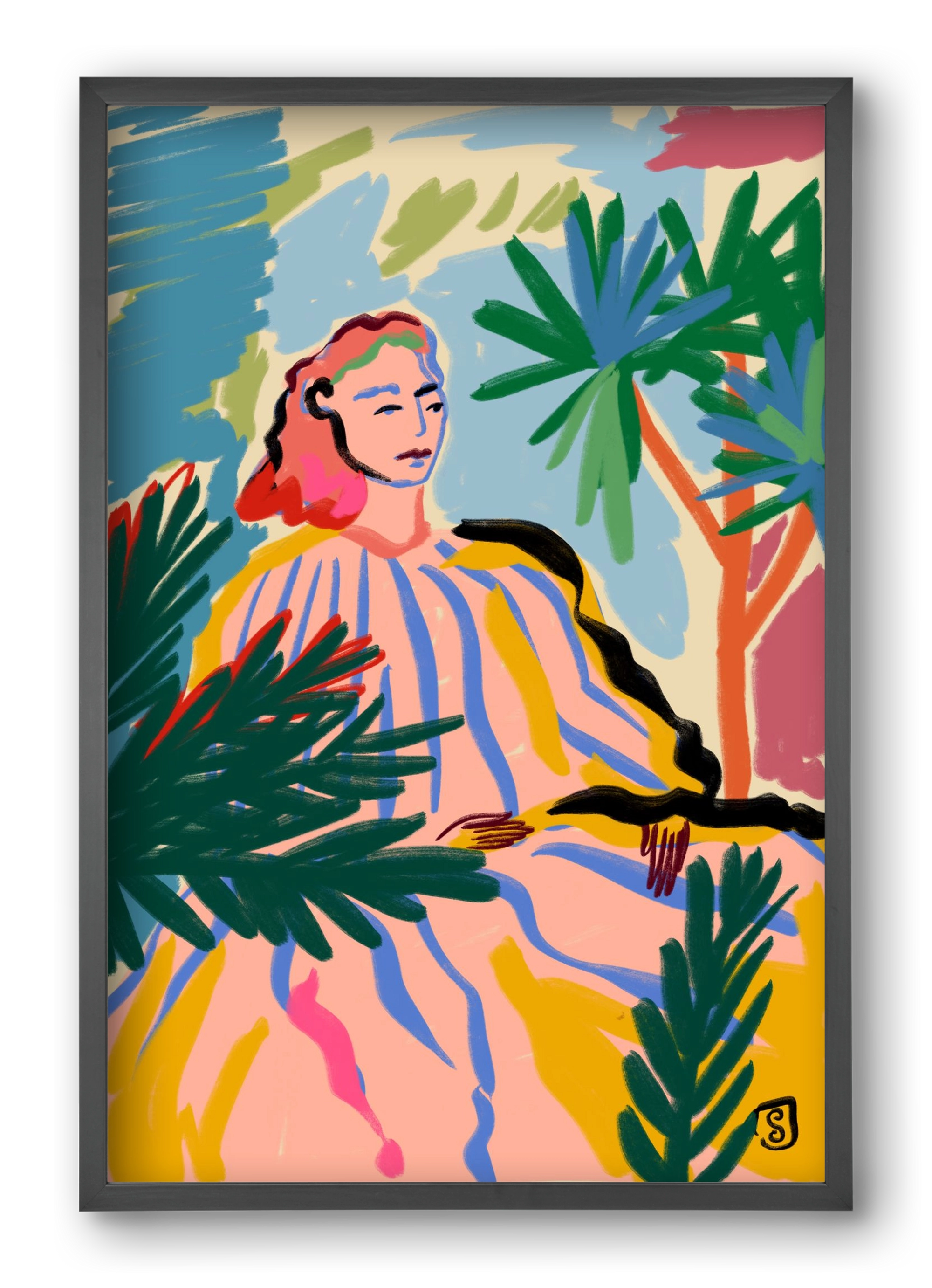 WOMAN IN NATURE, 40x60 cm (40x60 cm), Fekete keret