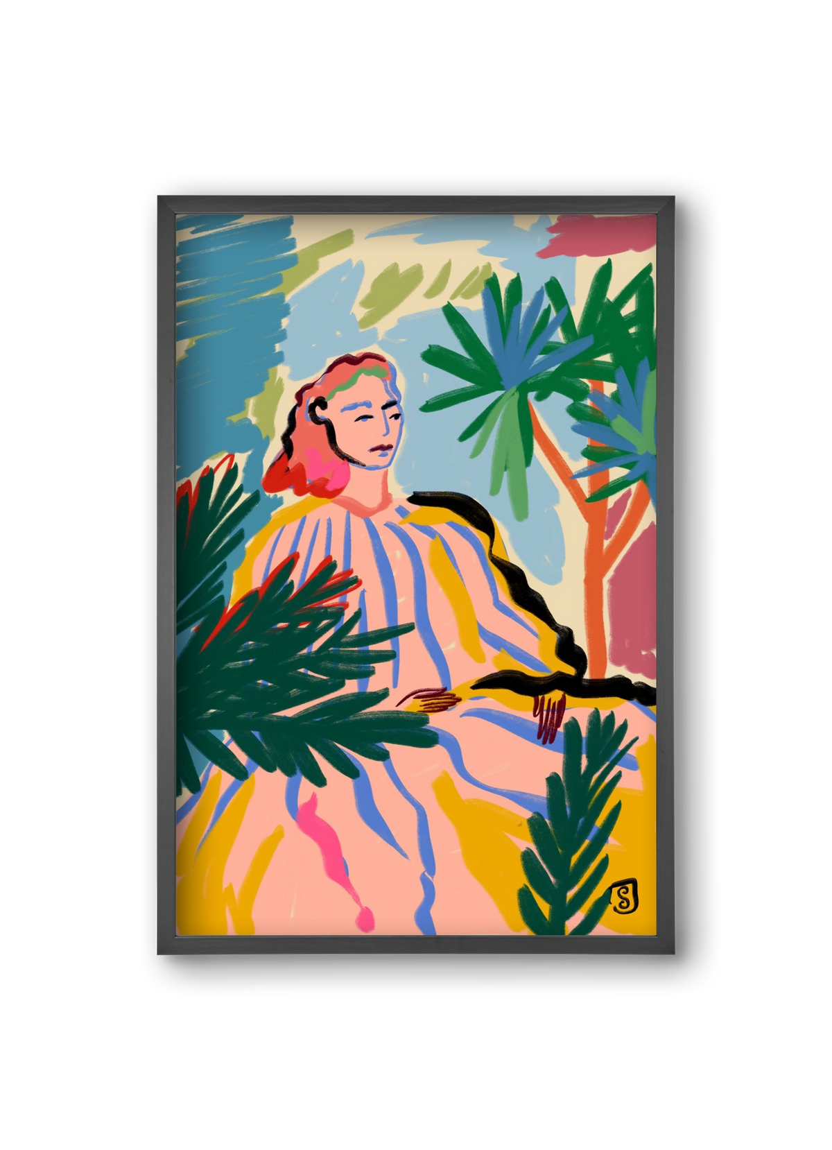 WOMAN IN NATURE, 20x30 cm (20x30 cm), Fekete keret
