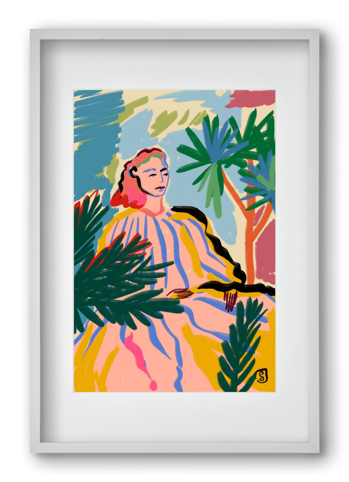 WOMAN IN NATURE, 40x60 cm (30x45 cm), Fehér keret, paszpartuval