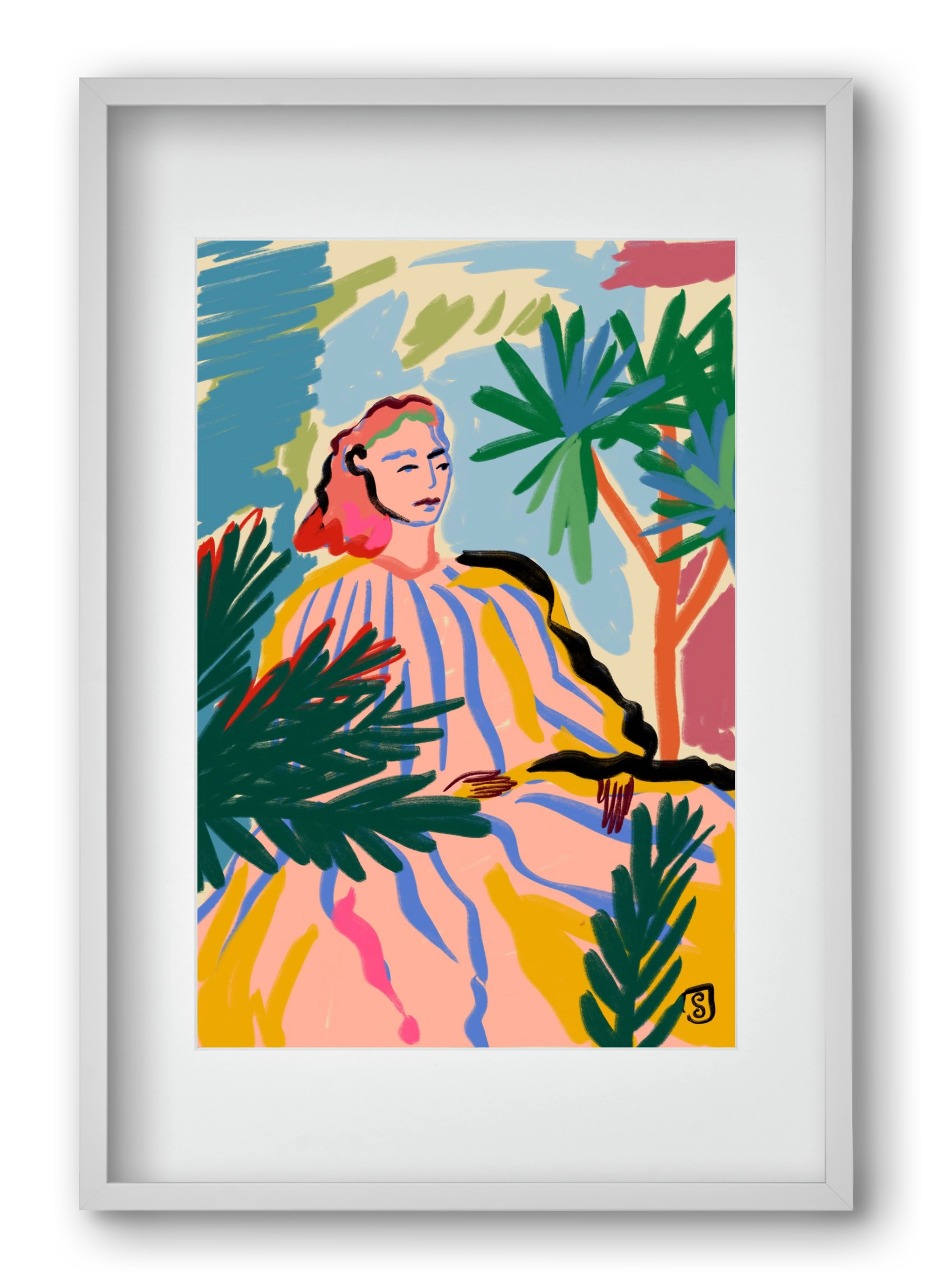 WOMAN IN NATURE, 40x60 cm (30x45 cm), Fehér keret, paszpartuval