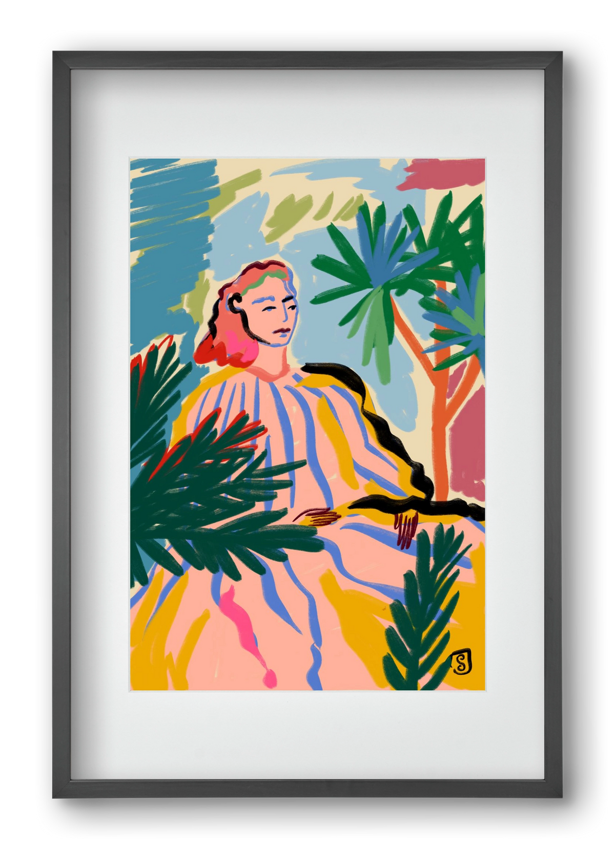 WOMAN IN NATURE, 40x60 cm (30x45 cm), Fekete keret, paszpartuval