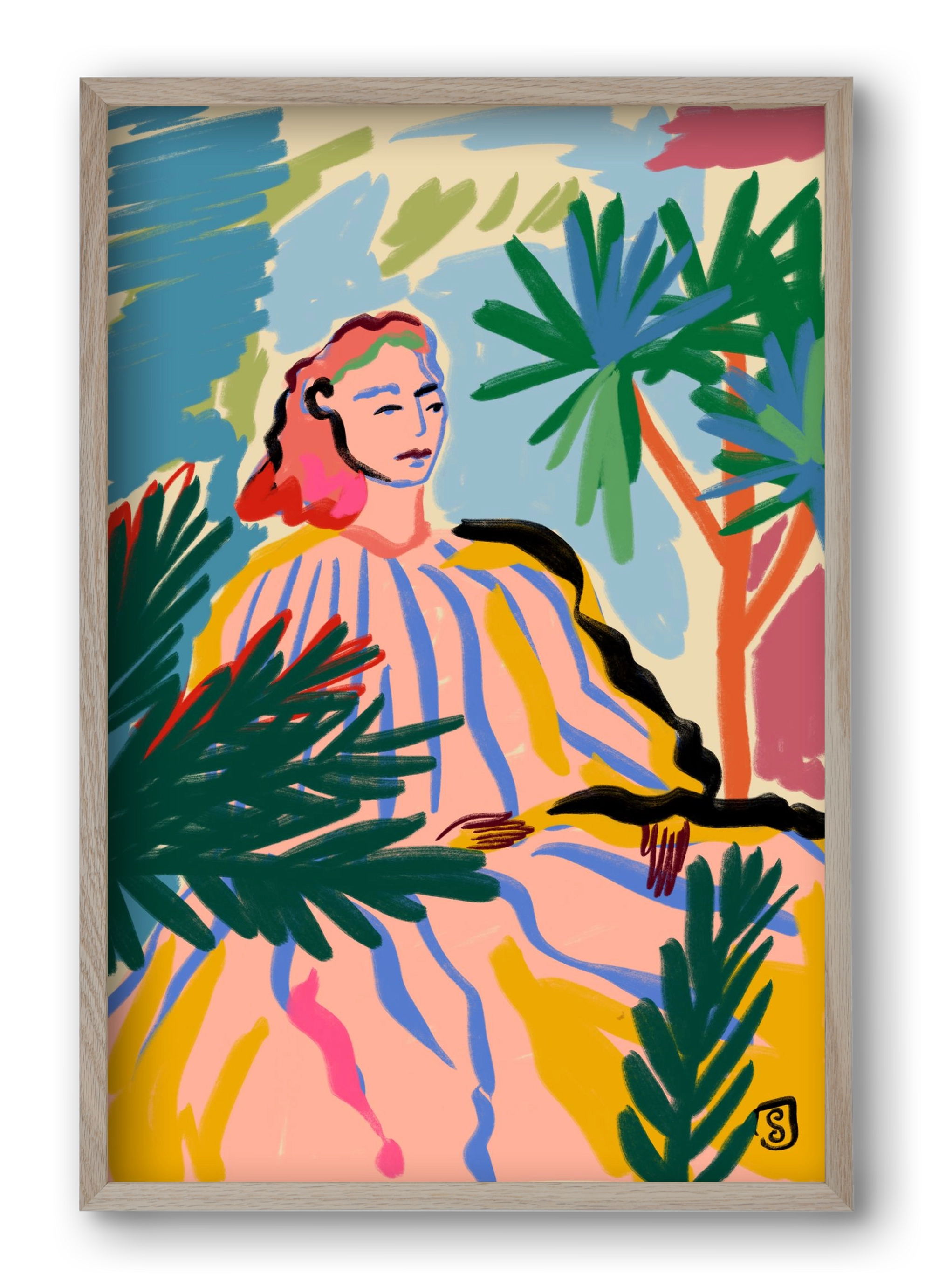 WOMAN IN NATURE, 40x60 cm (40x60 cm), Tölgy keret