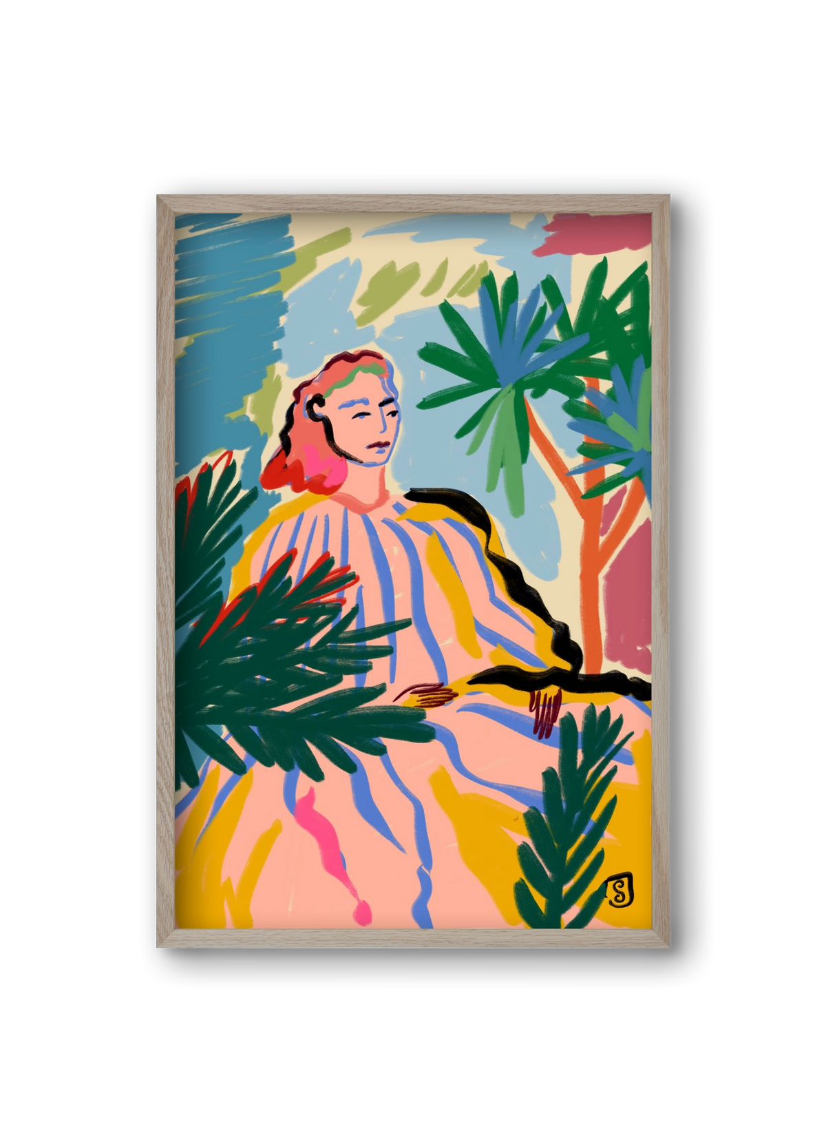 WOMAN IN NATURE, 20x30 cm (20x30 cm), Tölgy keret