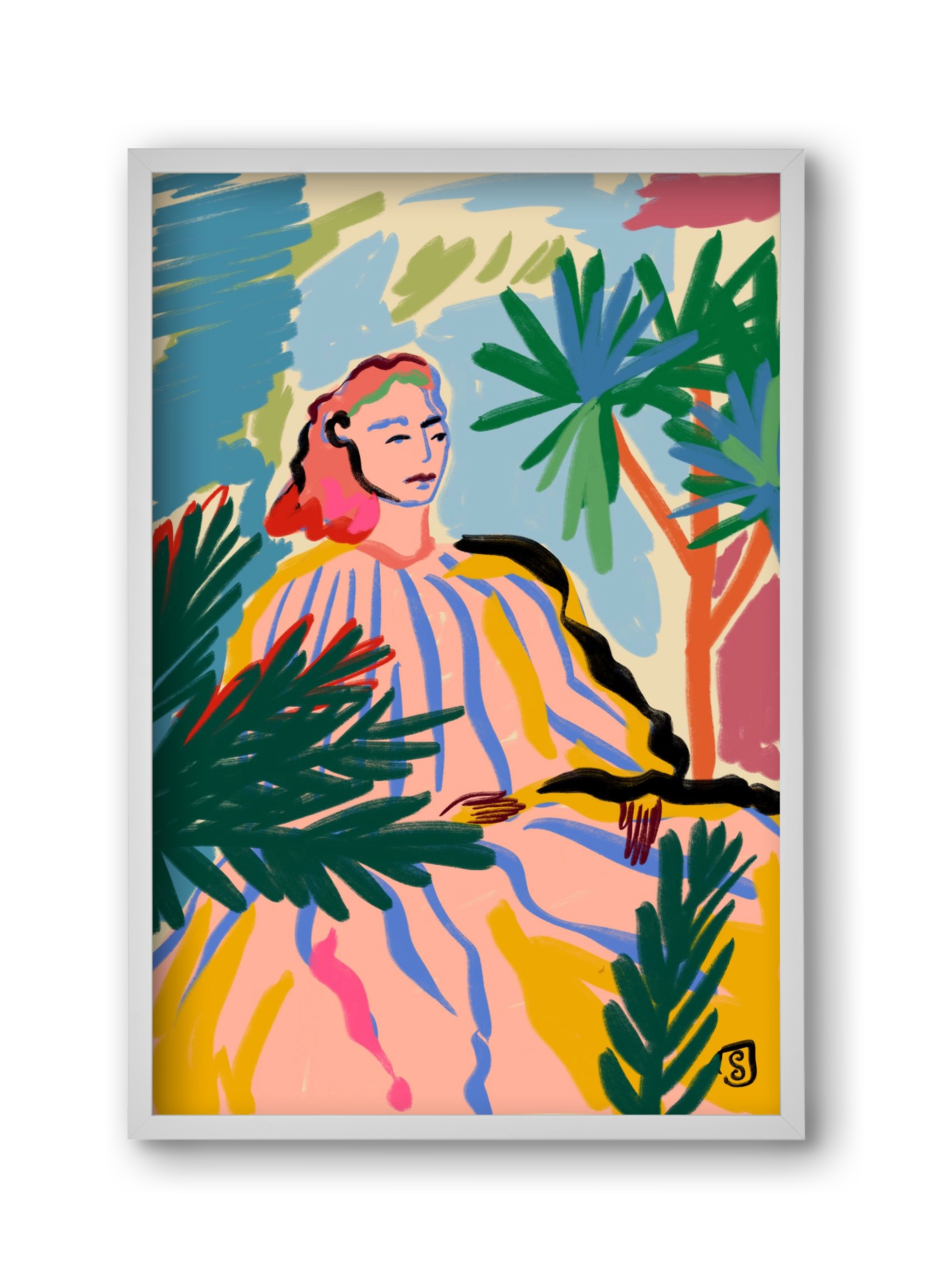 WOMAN IN NATURE, 30x45 cm (30x45 cm), Fehér keret