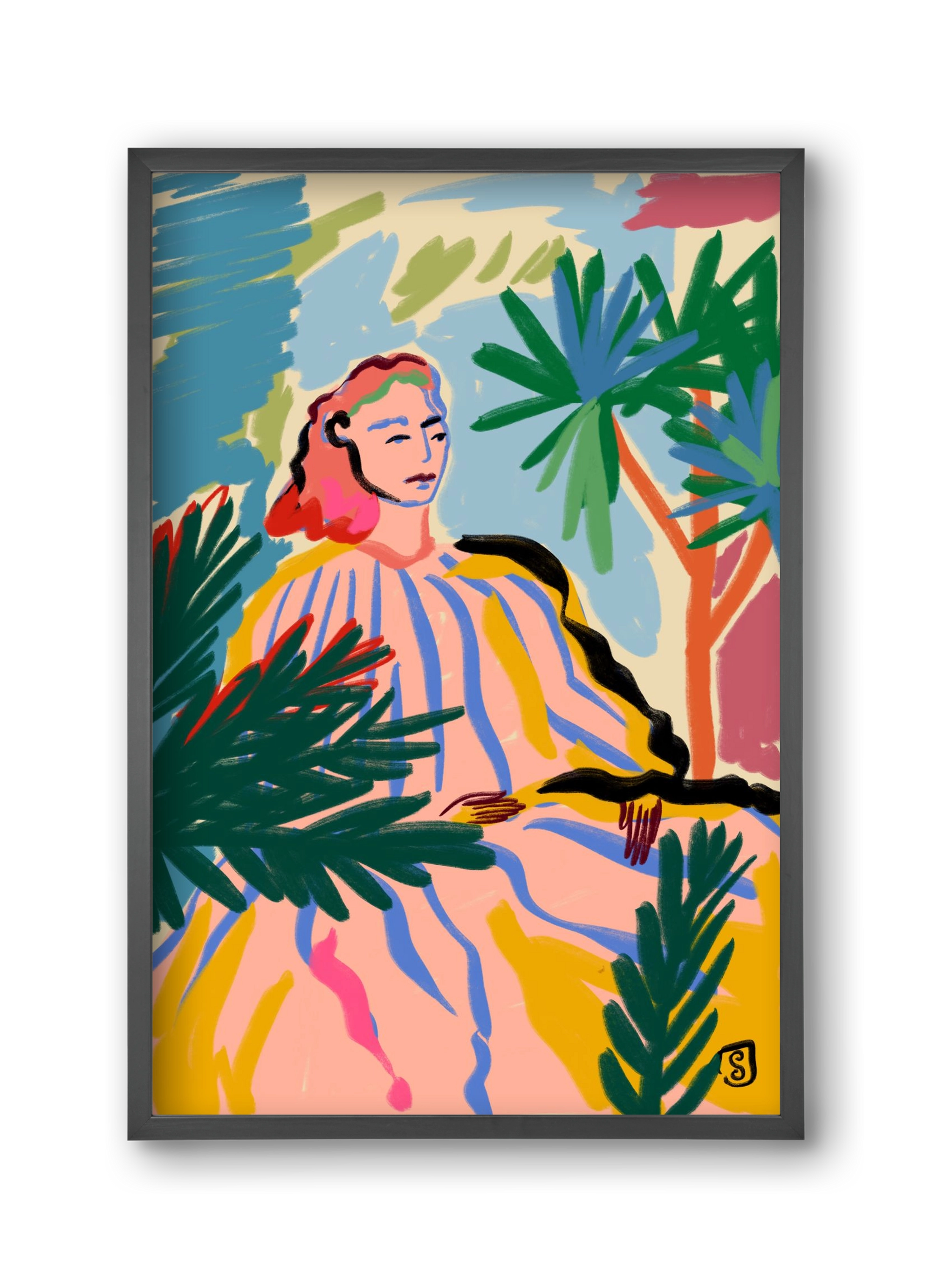 WOMAN IN NATURE, 30x45 cm (30x45 cm), Fekete keret
