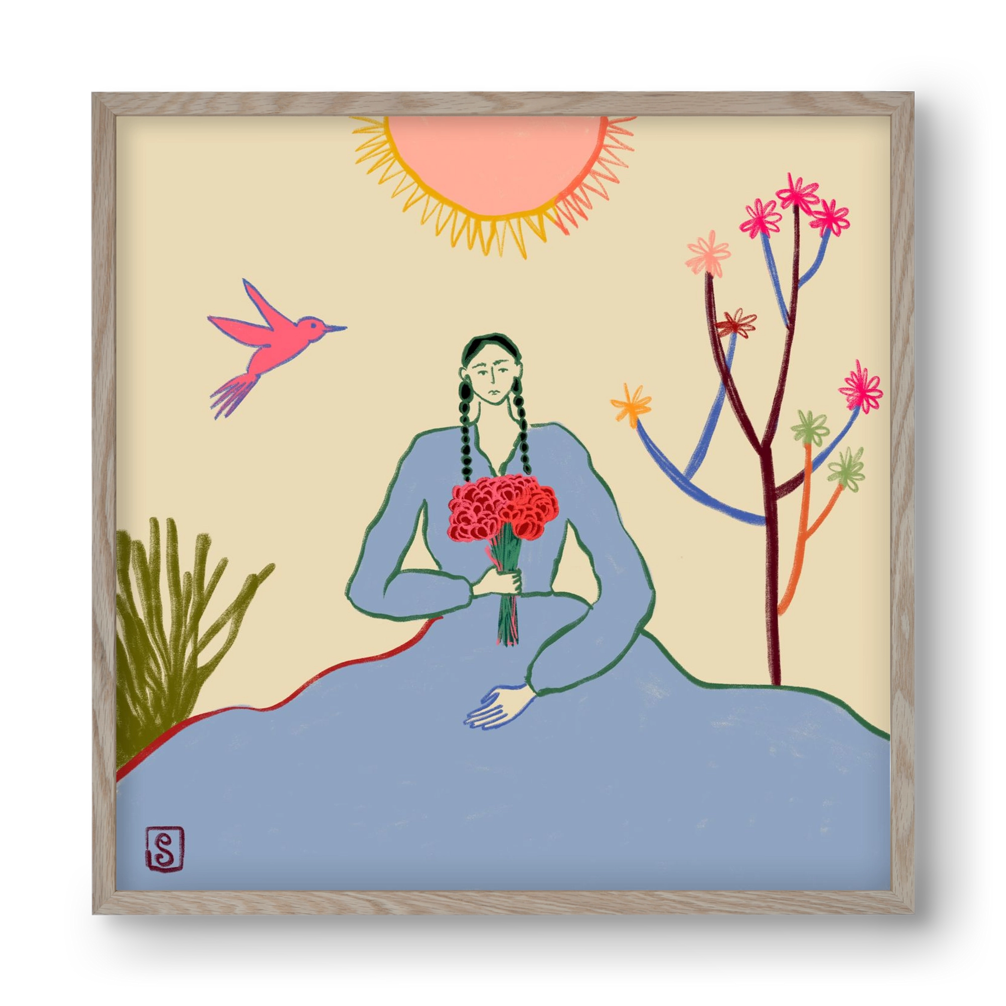 VIRGO, 40x40 cm (40x40 cm), Tölgy keret