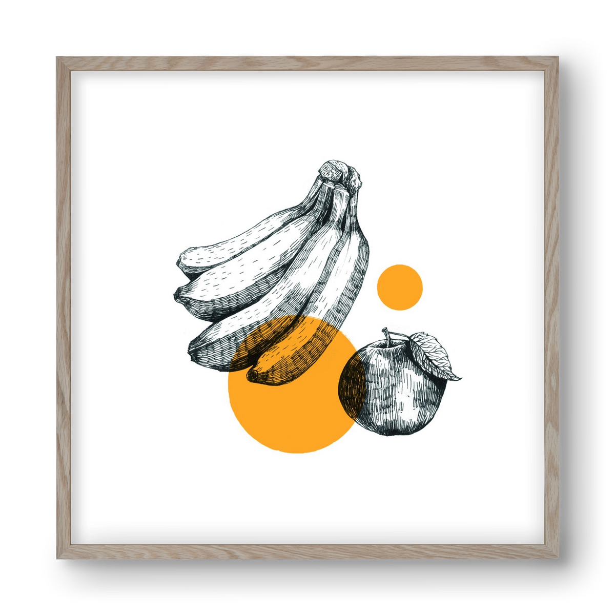 Fruits , 40x40 cm (40x40 cm), Tölgy keret