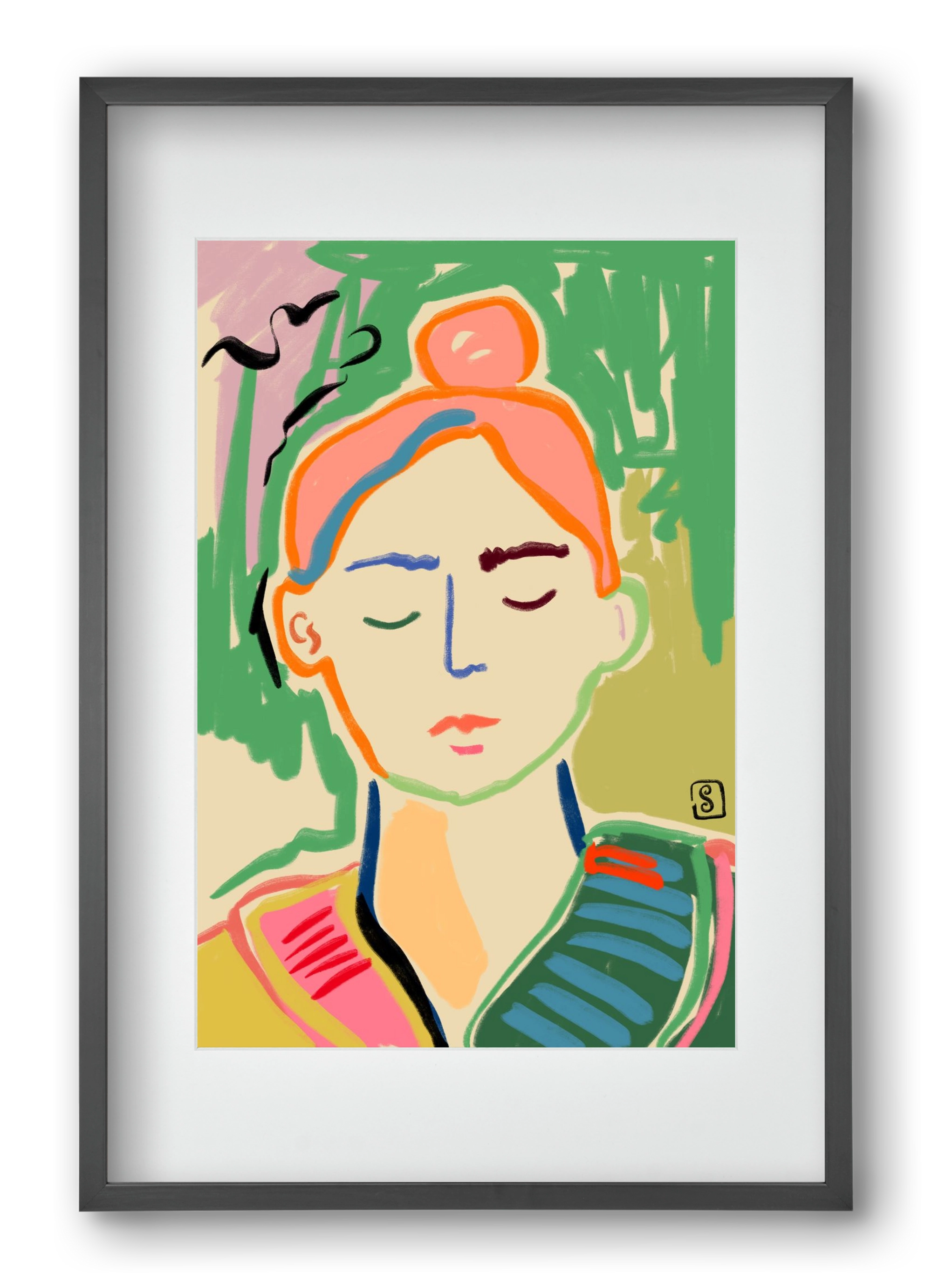 MEDITATION, 40x60 cm (30x45 cm), Fekete keret, paszpartuval