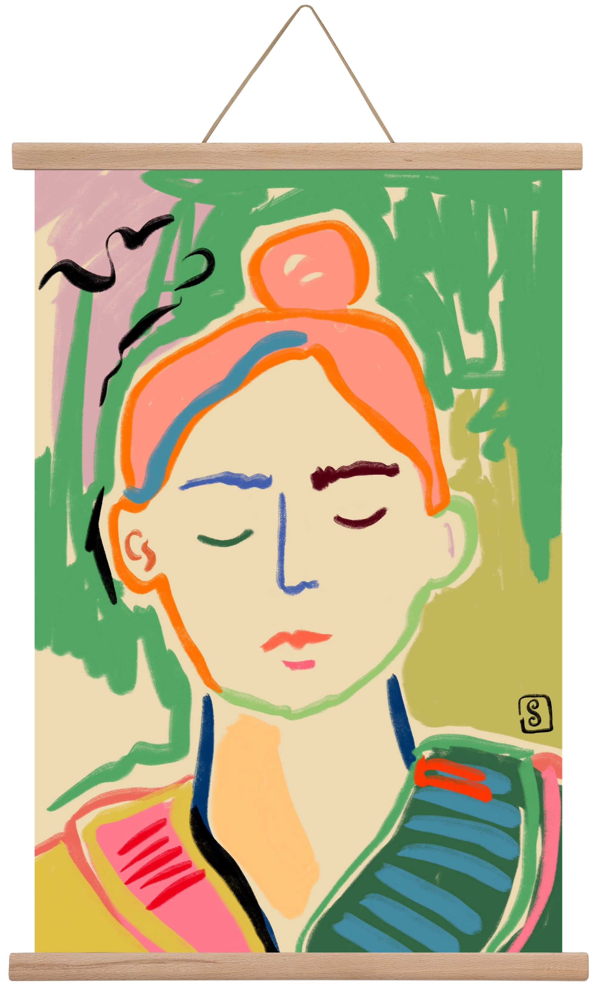 MEDITATION, 40x60 cm (40x60 cm), Tölgy akasztó