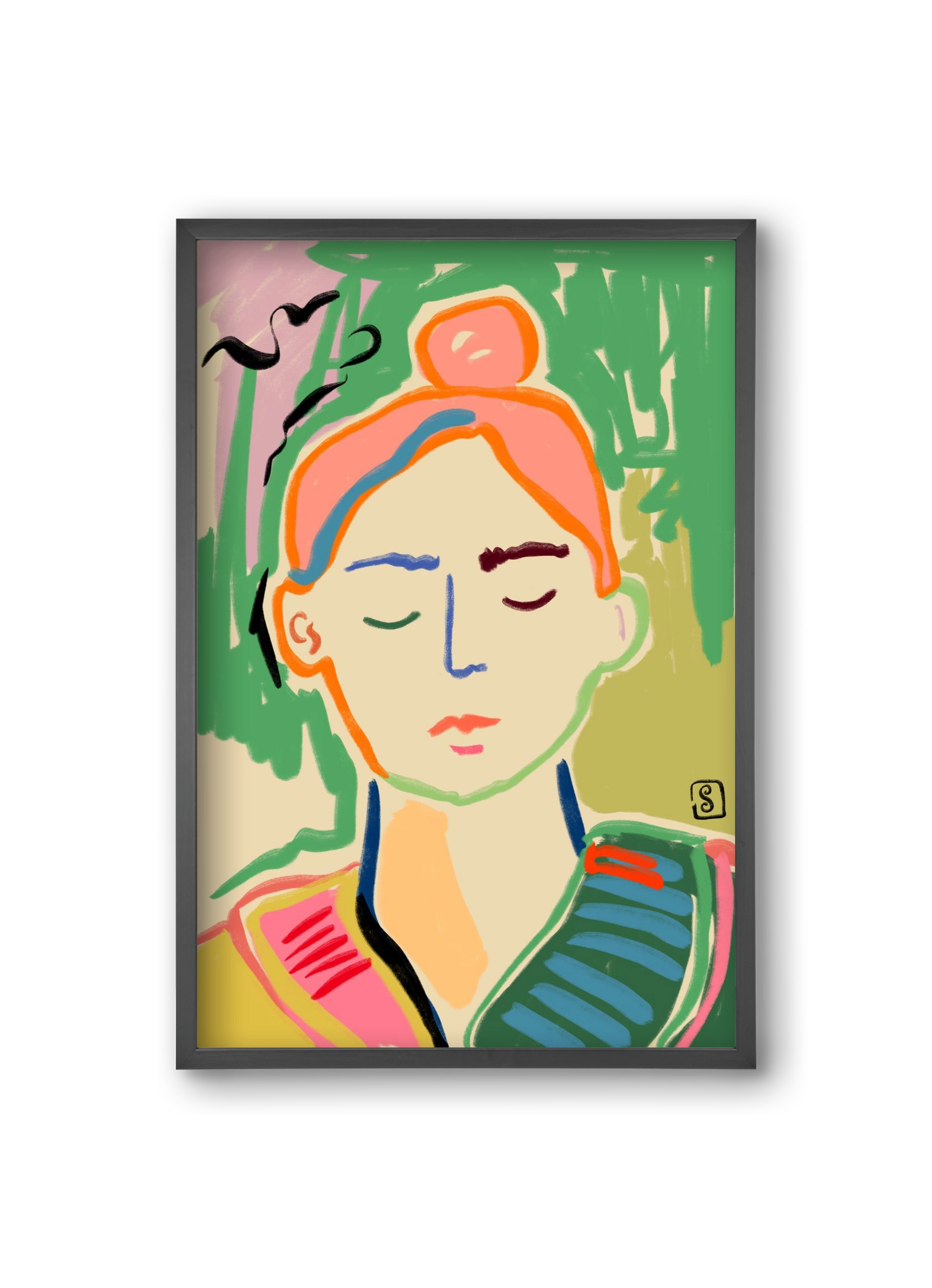 MEDITATION, 20x30 cm (20x30 cm), Fekete keret