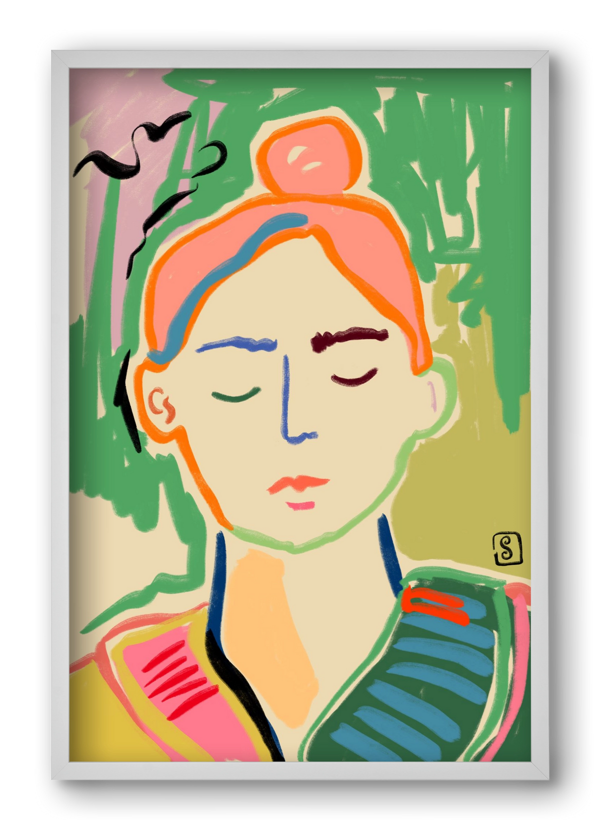 MEDITATION, 40x60 cm (40x60 cm), Fehér keret