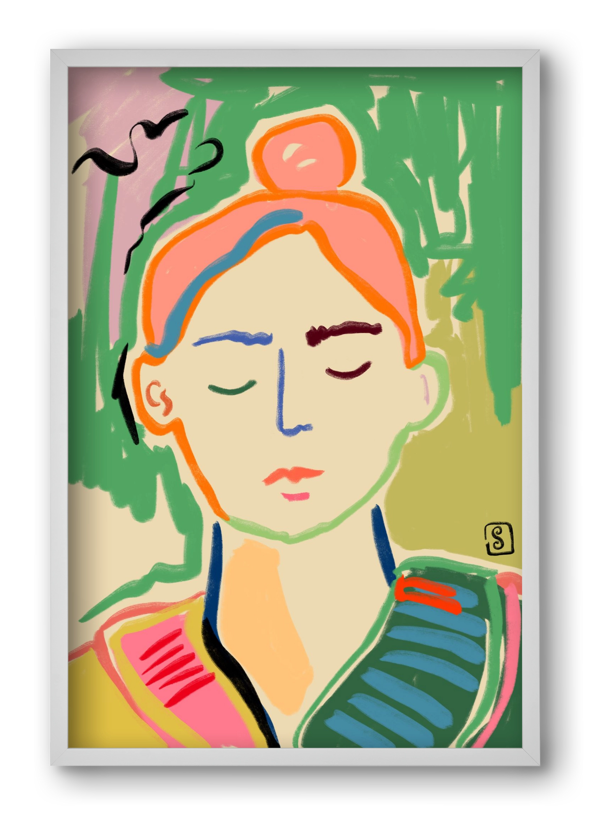 MEDITATION, 40x60 cm (40x60 cm), Fehér keret