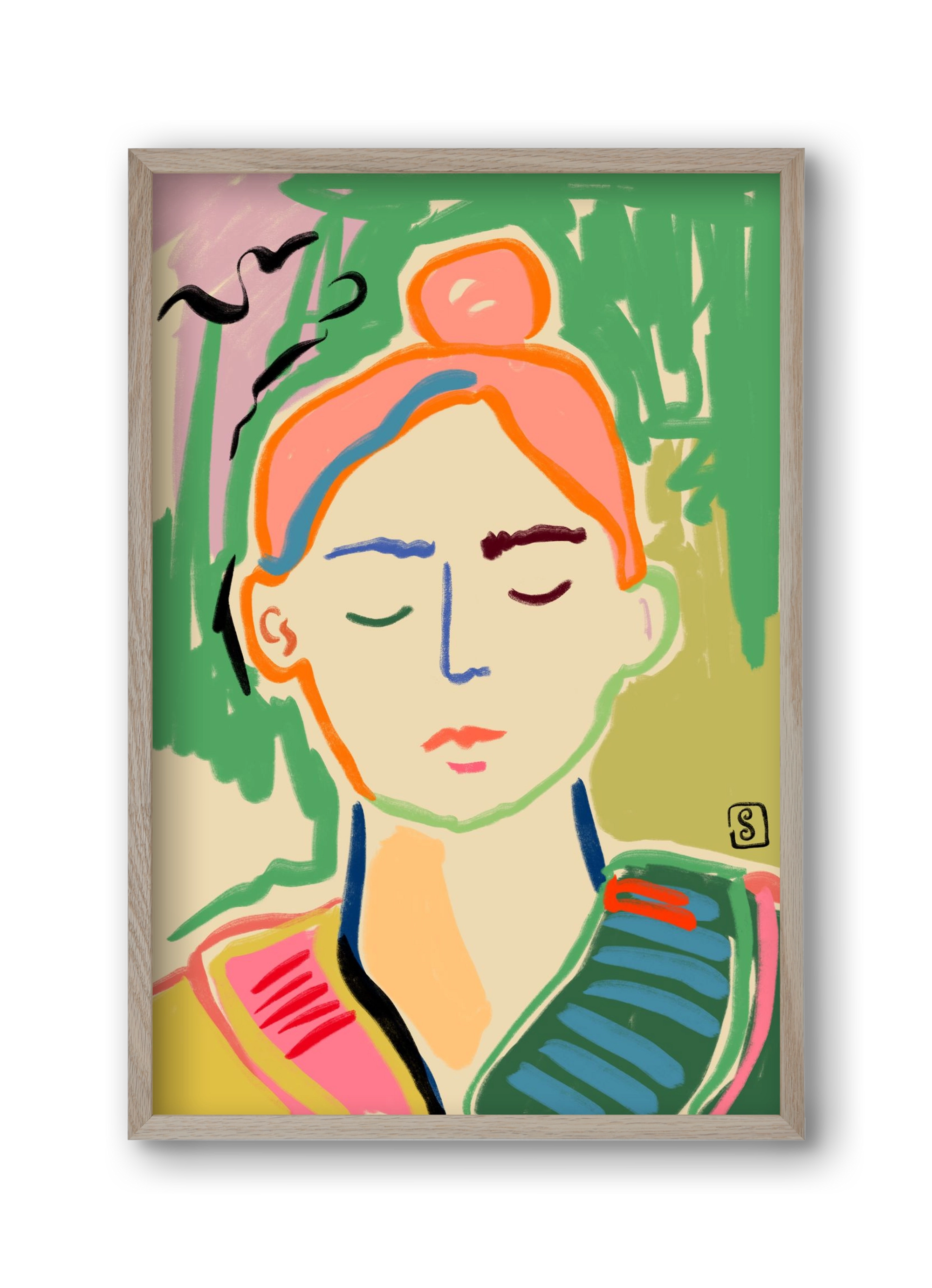 MEDITATION, 30x45 cm (30x45 cm), Tölgy keret