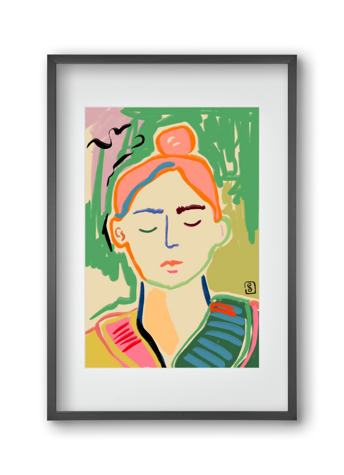 MEDITATION, 30x45 cm (20x30 cm), Fekete keret, paszpartuval