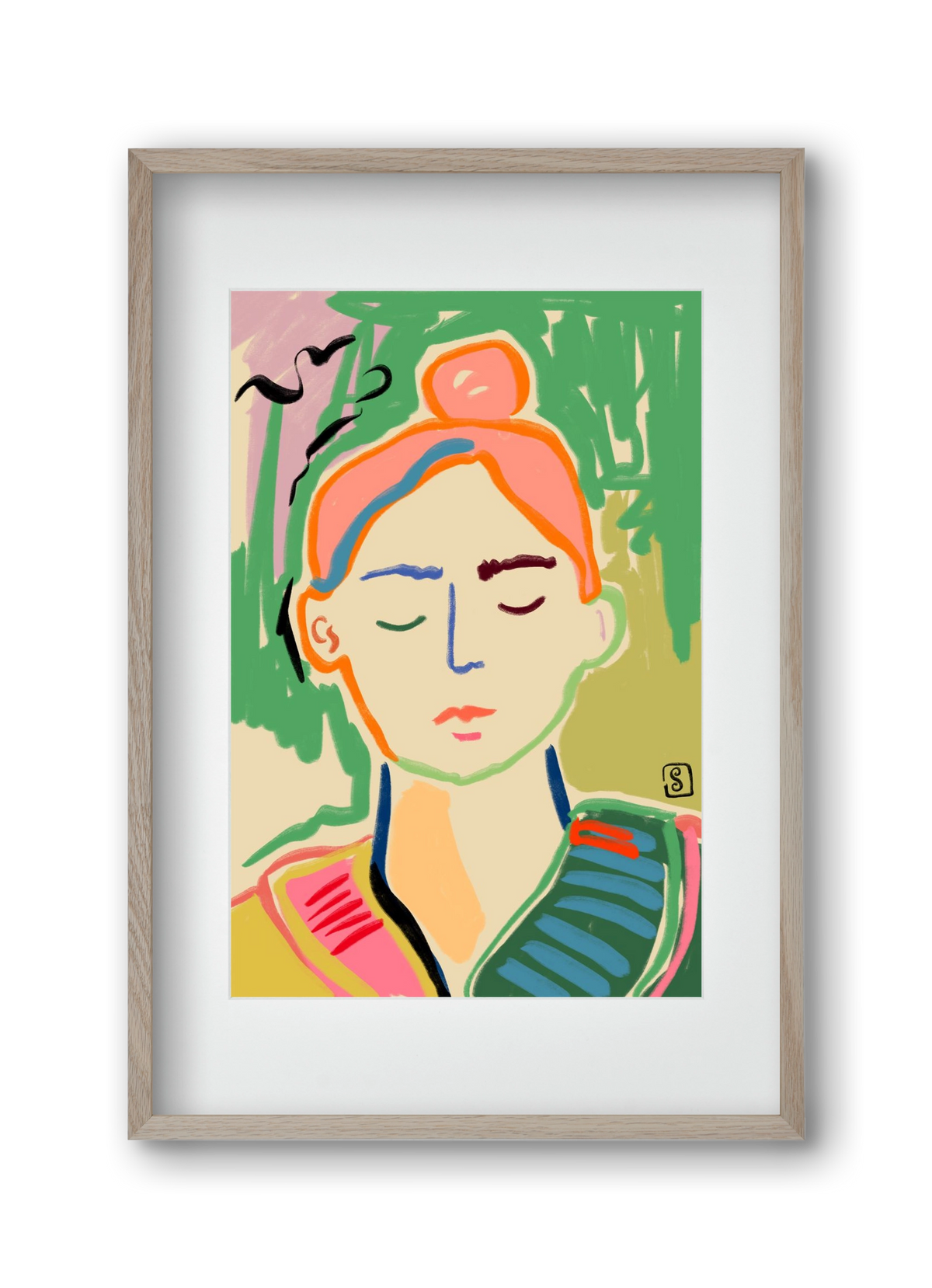 MEDITATION, 30x45 cm (20x30 cm), Tölgy keret, paszpartuval