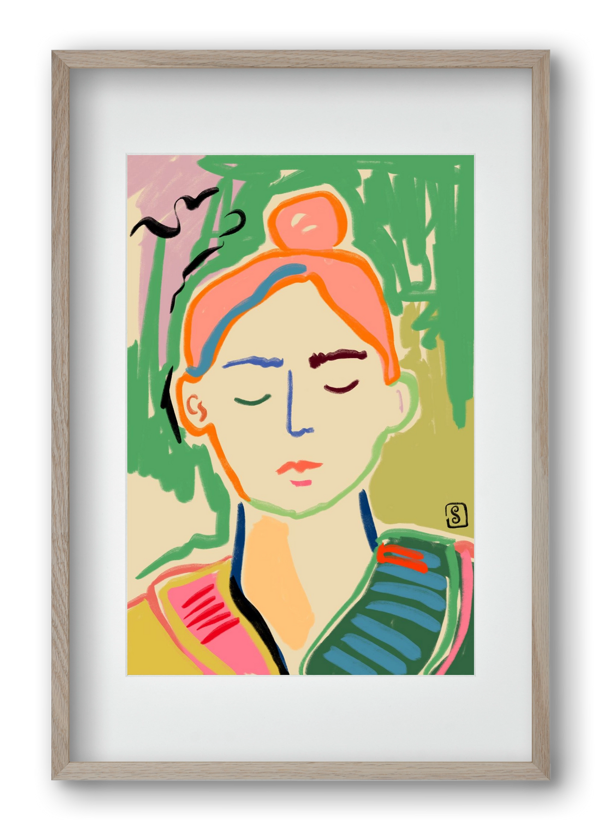 MEDITATION, 40x60 cm (30x45 cm), Tölgy keret, paszpartuval