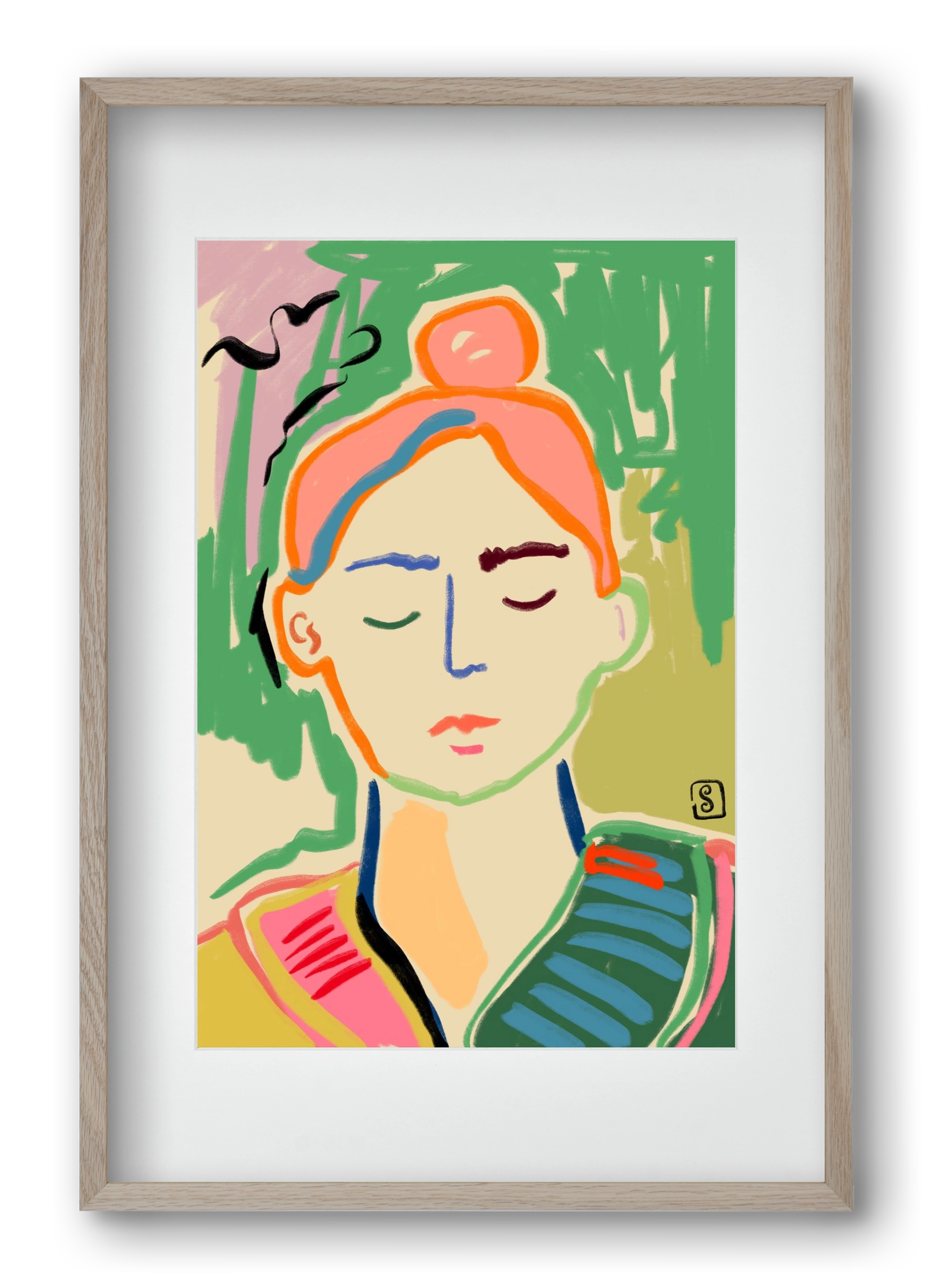 MEDITATION, 40x60 cm (30x45 cm), Tölgy keret, paszpartuval