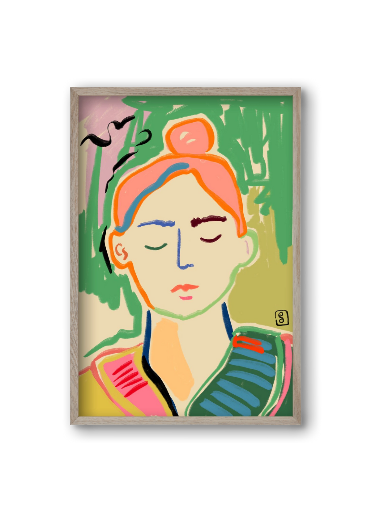 MEDITATION, 20x30 cm (20x30 cm), Tölgy keret