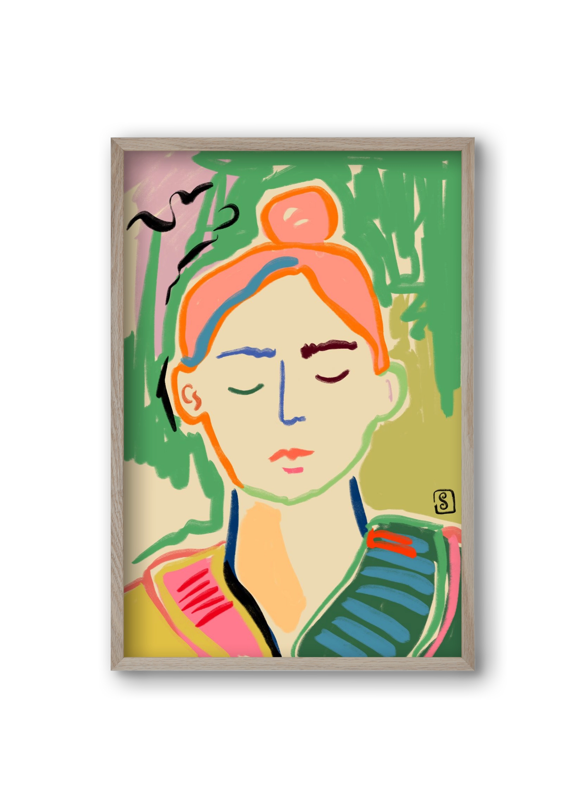 MEDITATION, 20x30 cm (20x30 cm), Tölgy keret