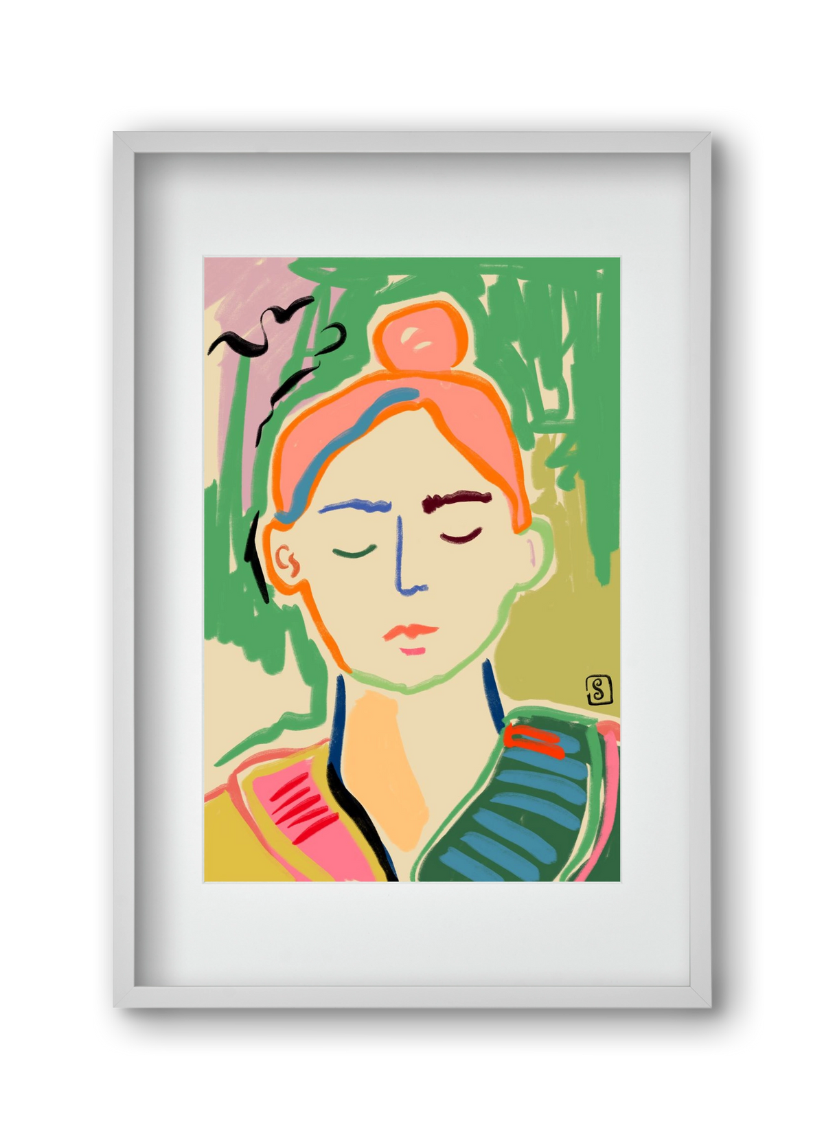 MEDITATION, 30x45 cm (20x30 cm), Fehér keret, paszpartuval