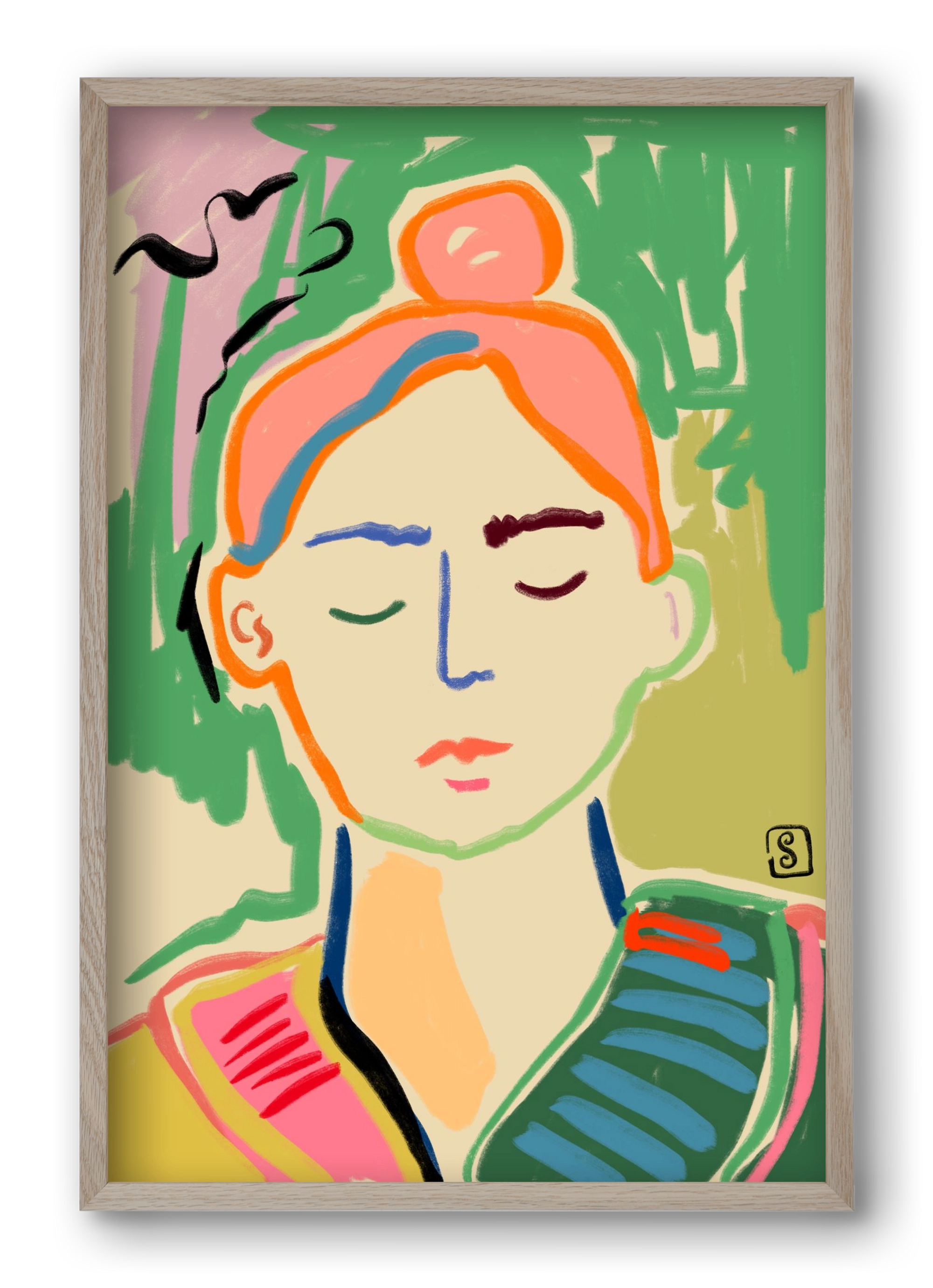 MEDITATION, 40x60 cm (40x60 cm), Tölgy keret