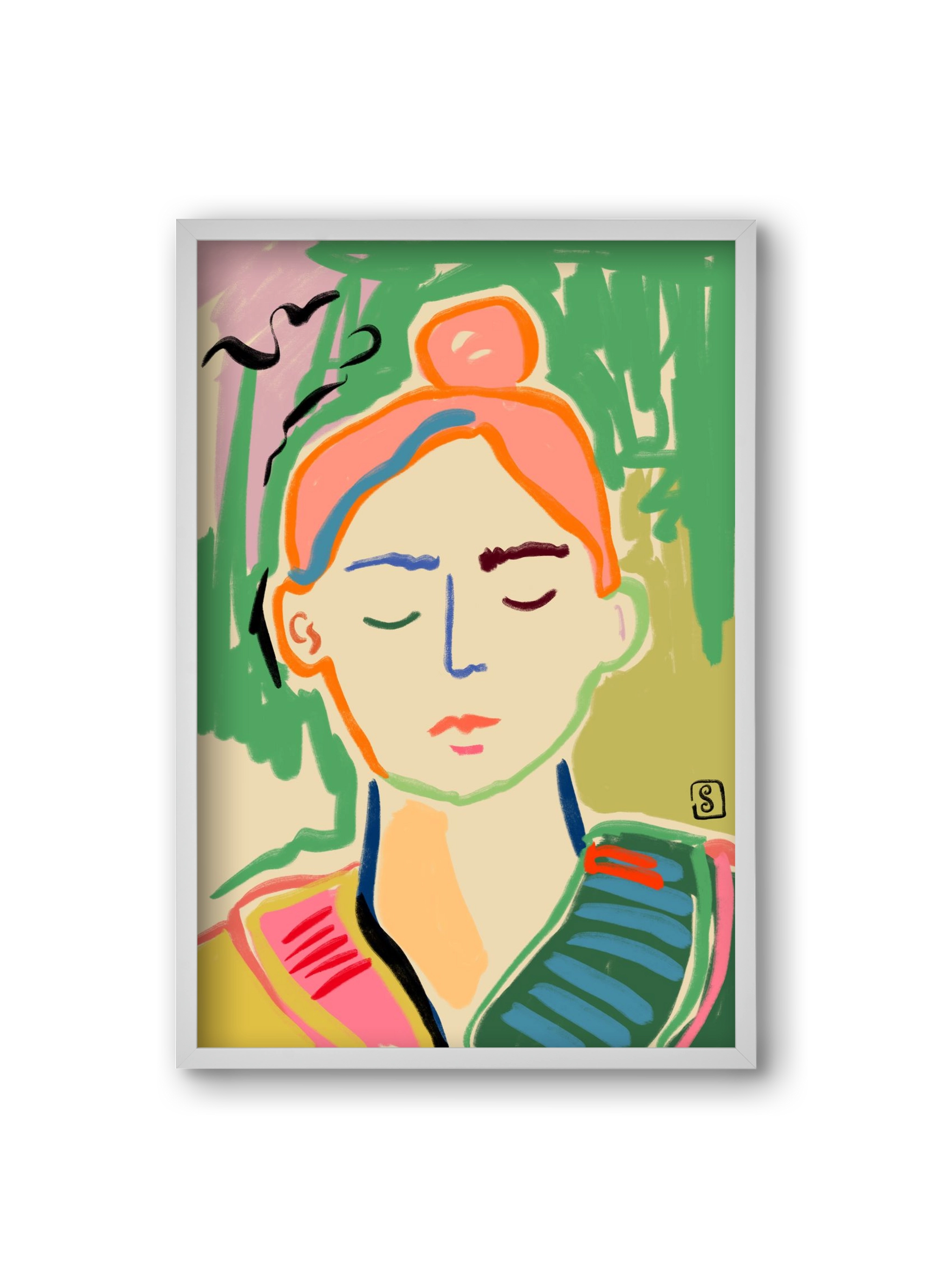 MEDITATION, 20x30 cm (20x30 cm), Fehér keret