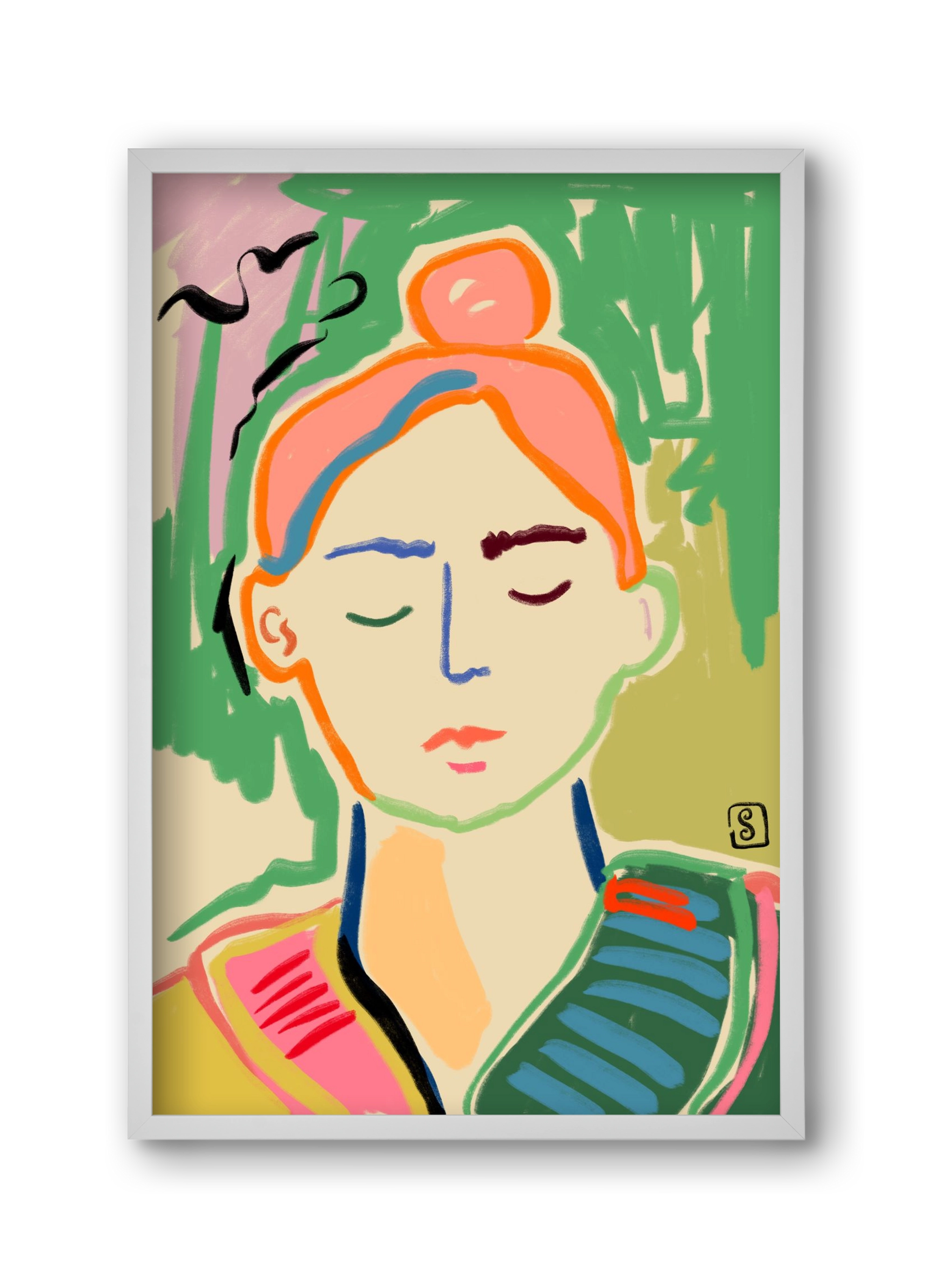 MEDITATION, 30x45 cm (30x45 cm), Fehér keret