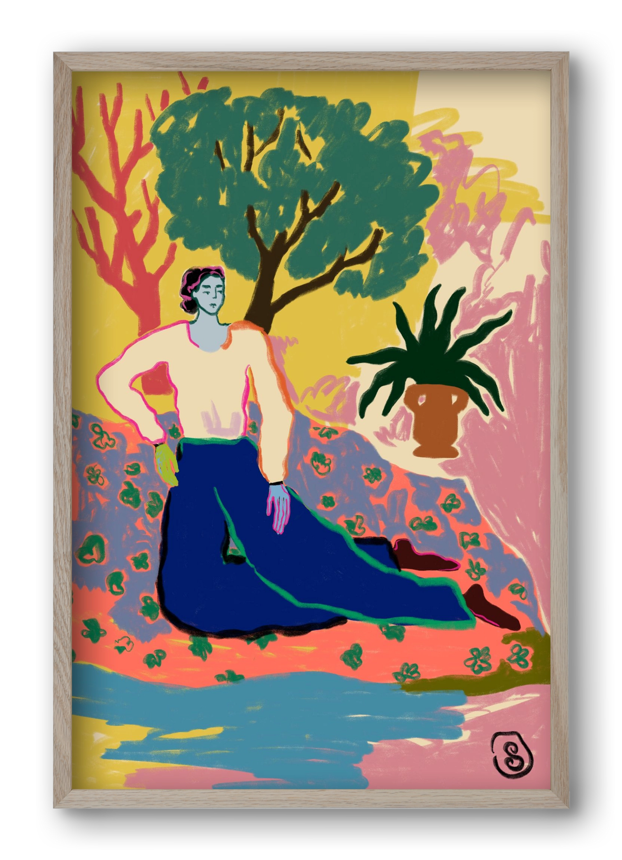 FEELING BLUE, 40x60 cm (40x60 cm), Tölgy keret