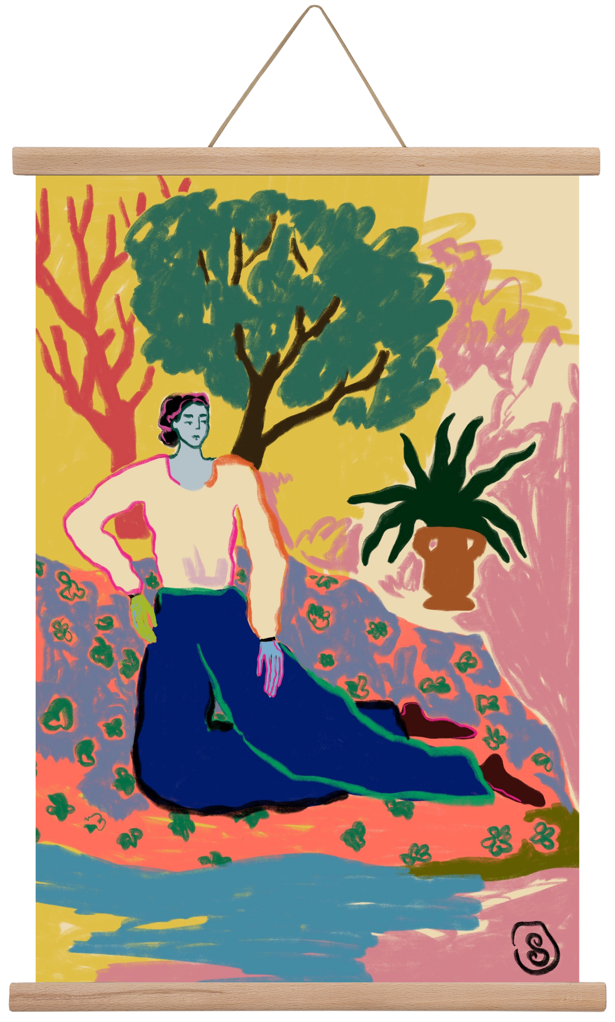 FEELING BLUE, 40x60 cm (40x60 cm), Tölgy akasztó