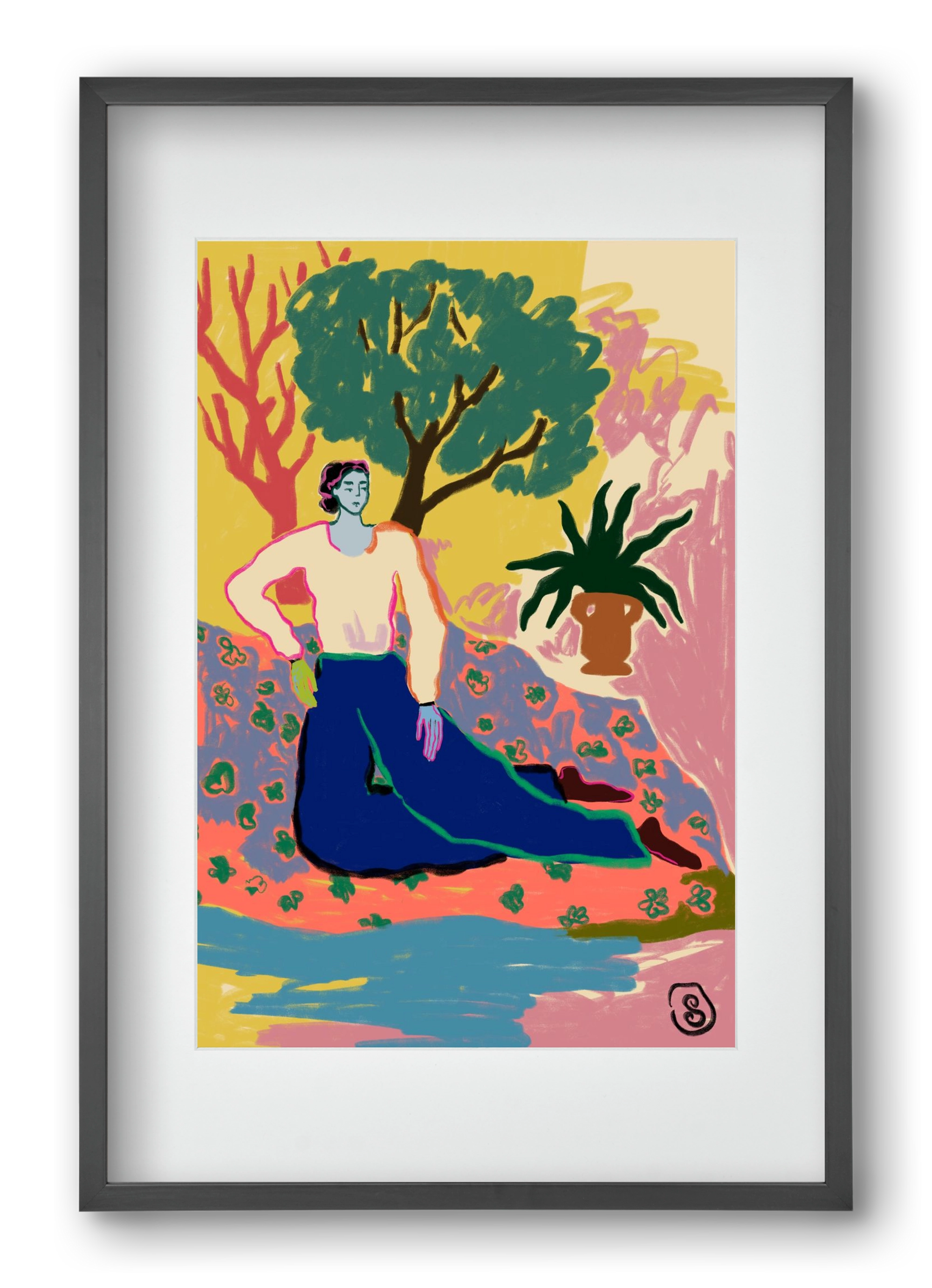 FEELING BLUE, 40x60 cm (30x45 cm), Fekete keret, paszpartuval