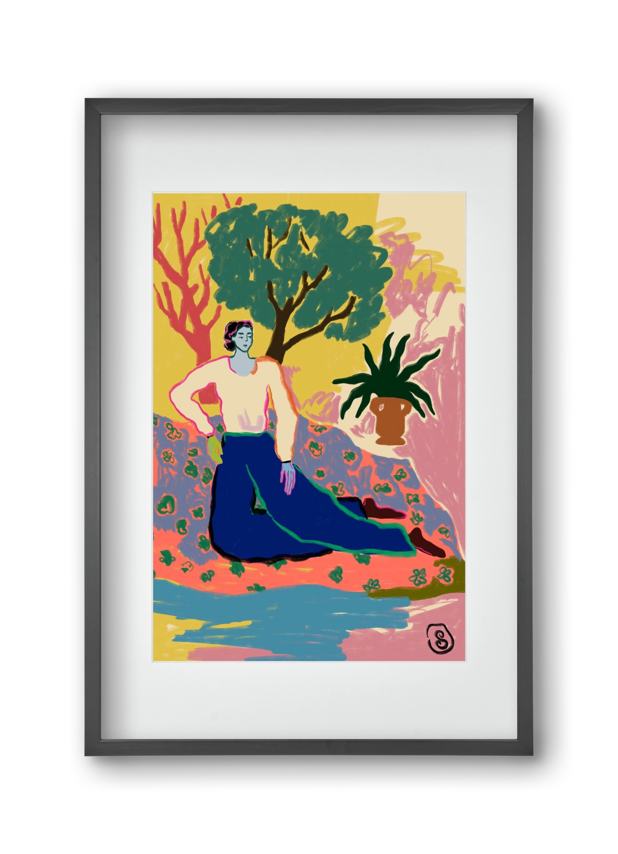 FEELING BLUE, 30x45 cm (20x30 cm), Fekete keret, paszpartuval