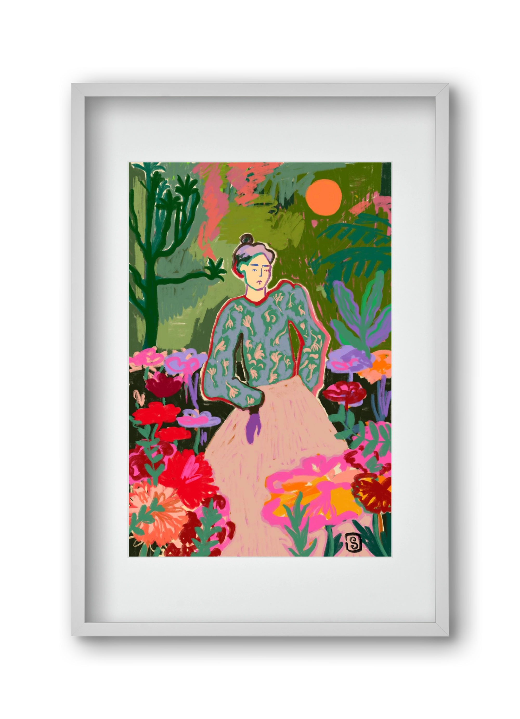 AUTUMN WALK IN THE FOREST, 30x45 cm (20x30 cm), Fehér keret, paszpartuval