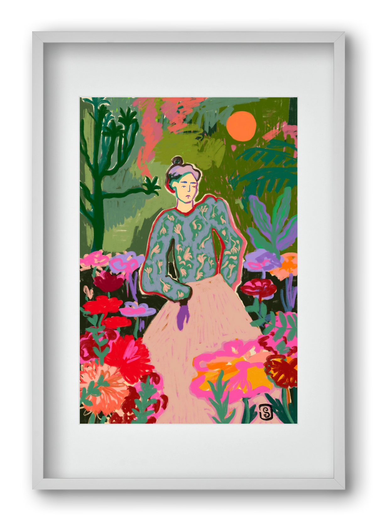 AUTUMN WALK IN THE FOREST, 40x60 cm (30x45 cm), Fehér keret, paszpartuval