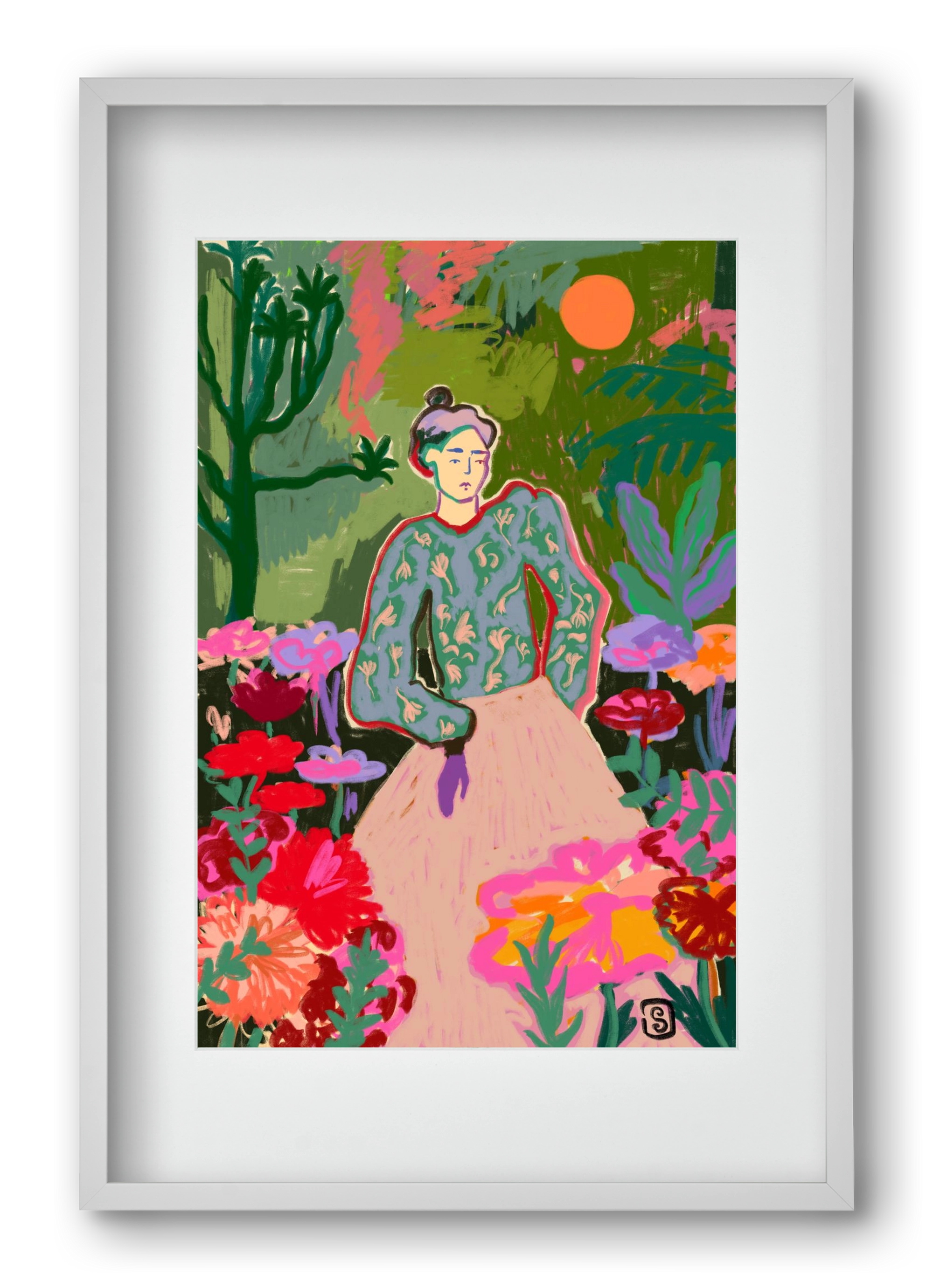 AUTUMN WALK IN THE FOREST, 40x60 cm (30x45 cm), Fehér keret, paszpartuval