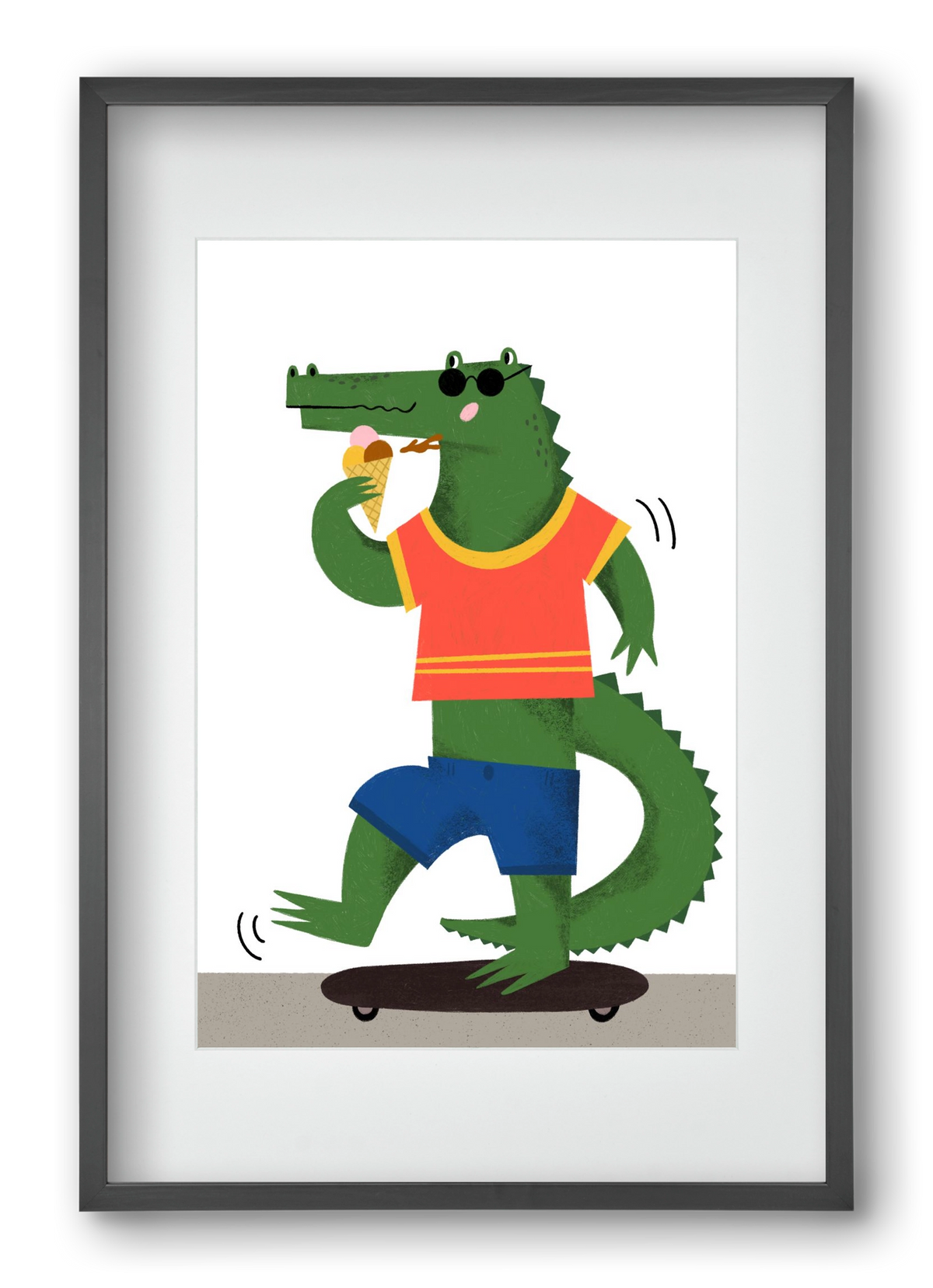 Funky Crocodile, 40x60 cm (30x45 cm), Fekete keret, paszpartuval