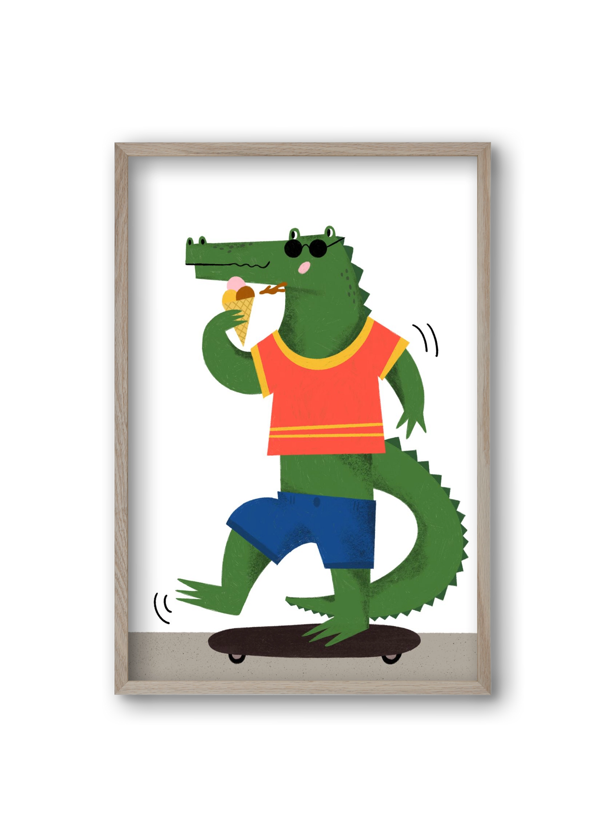 Funky Crocodile, 20x30 cm (20x30 cm), Tölgy keret