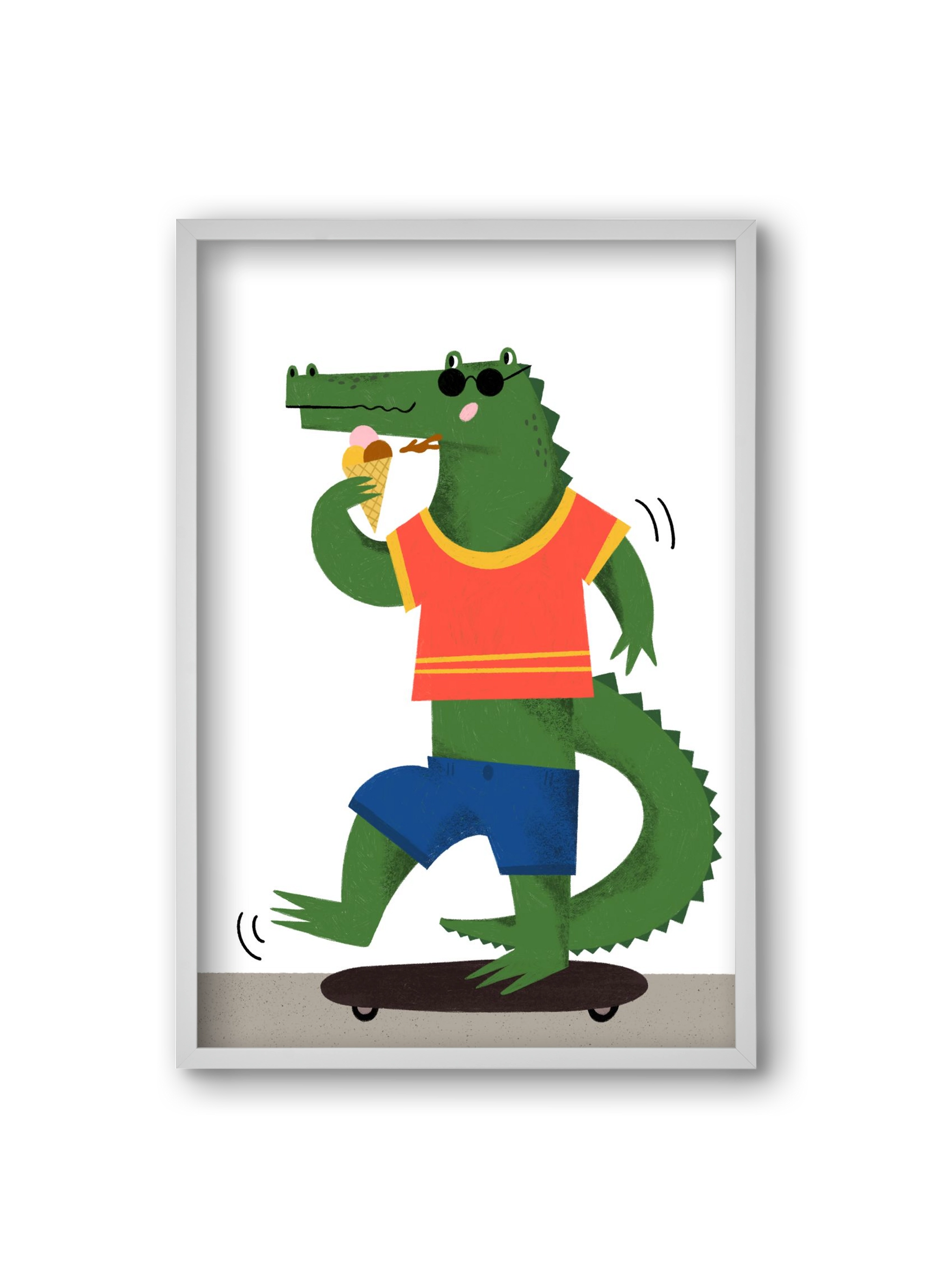 Funky Crocodile, 20x30 cm (20x30 cm), Fehér keret