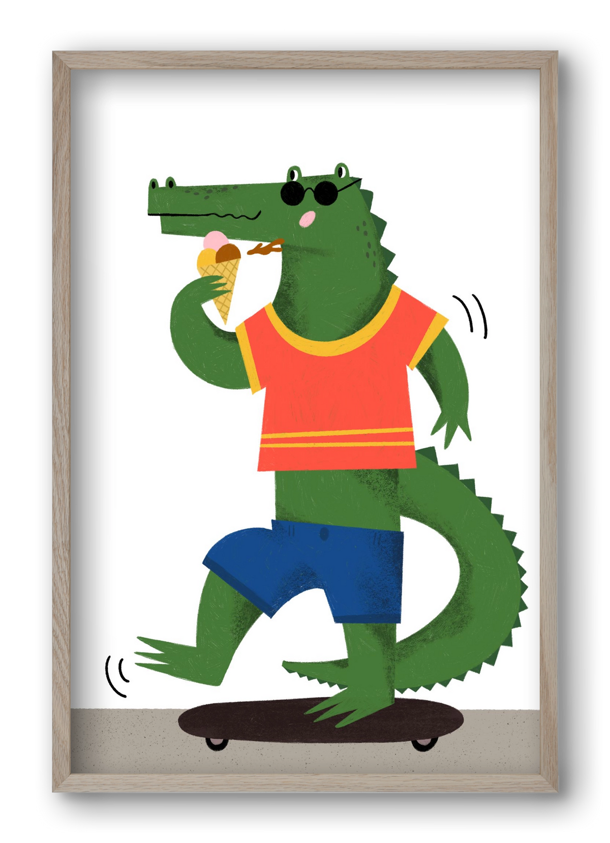 Funky Crocodile, 40x60 cm (40x60 cm), Tölgy keret