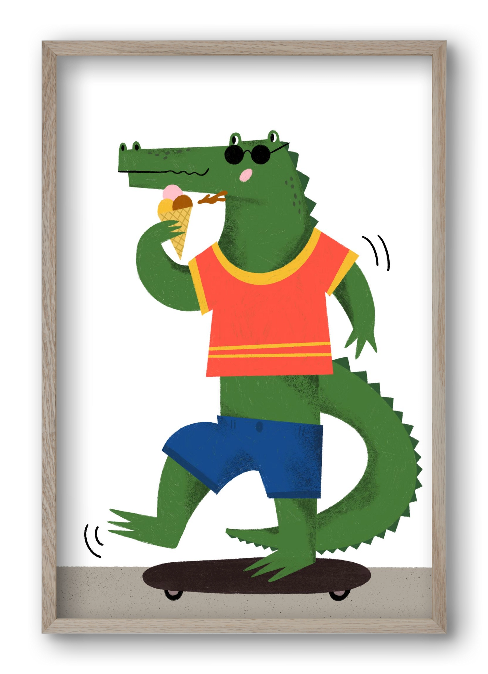 Funky Crocodile, 40x60 cm (40x60 cm), Tölgy keret