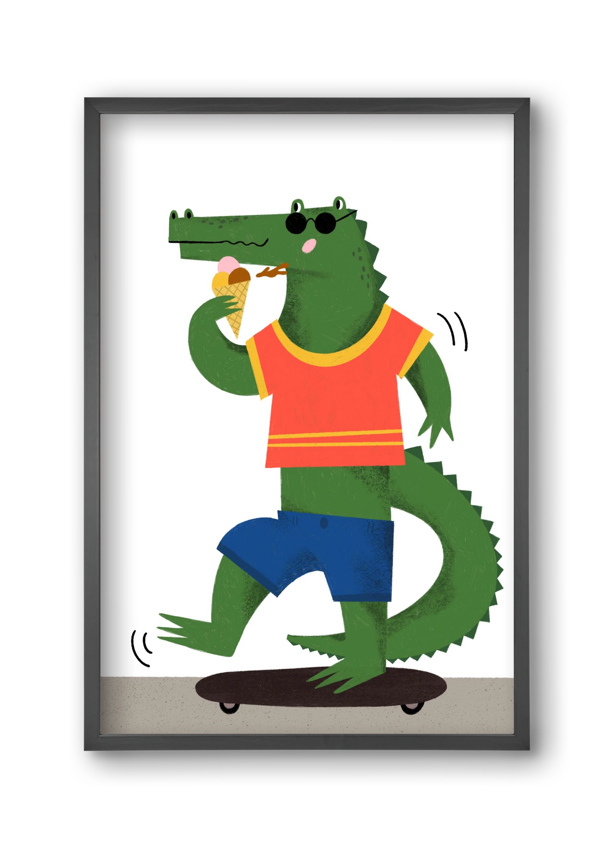 Funky Crocodile, 30x45 cm (30x45 cm), Fekete keret