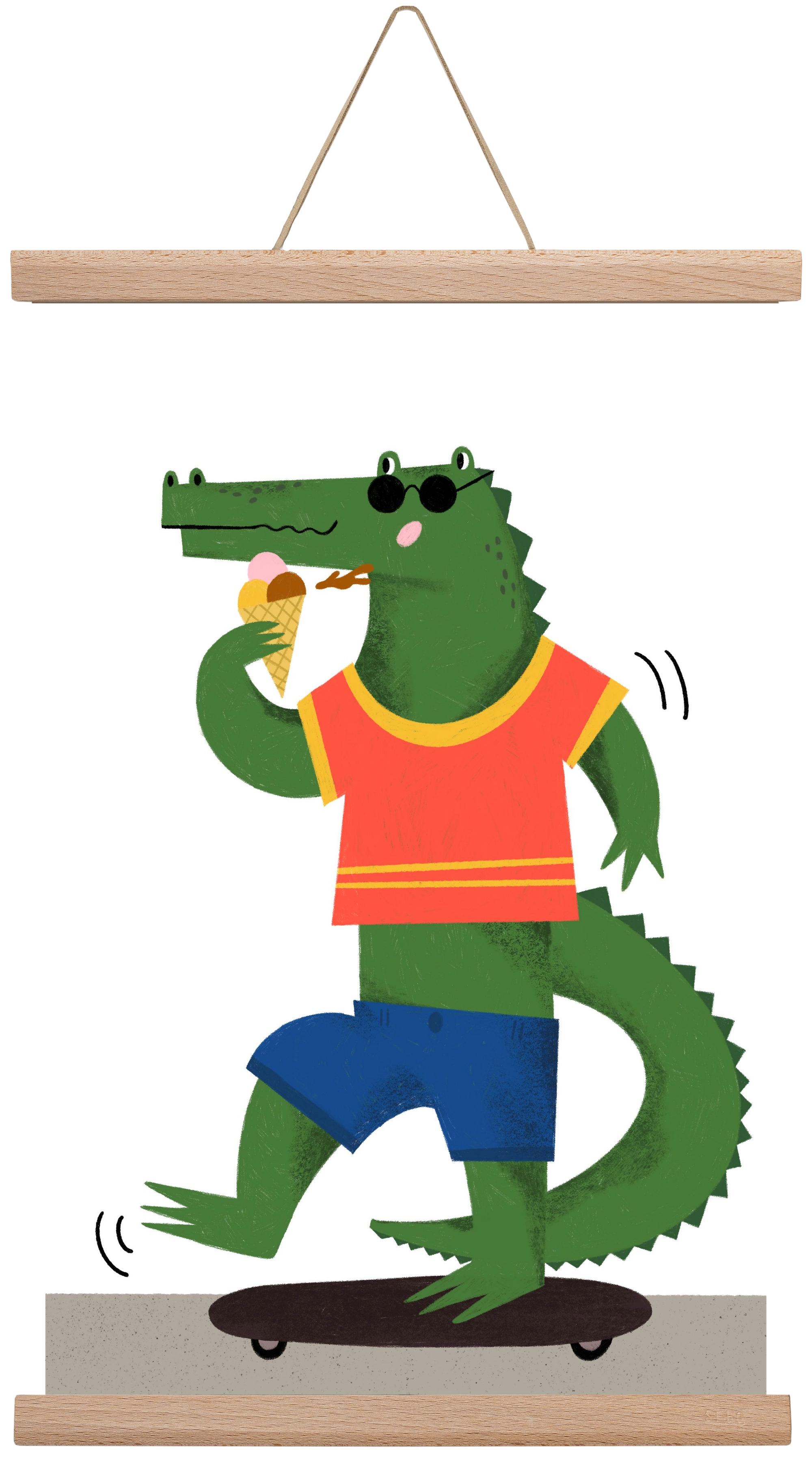 Funky Crocodile, 30x45 cm (30x45 cm), Tölgy akasztó