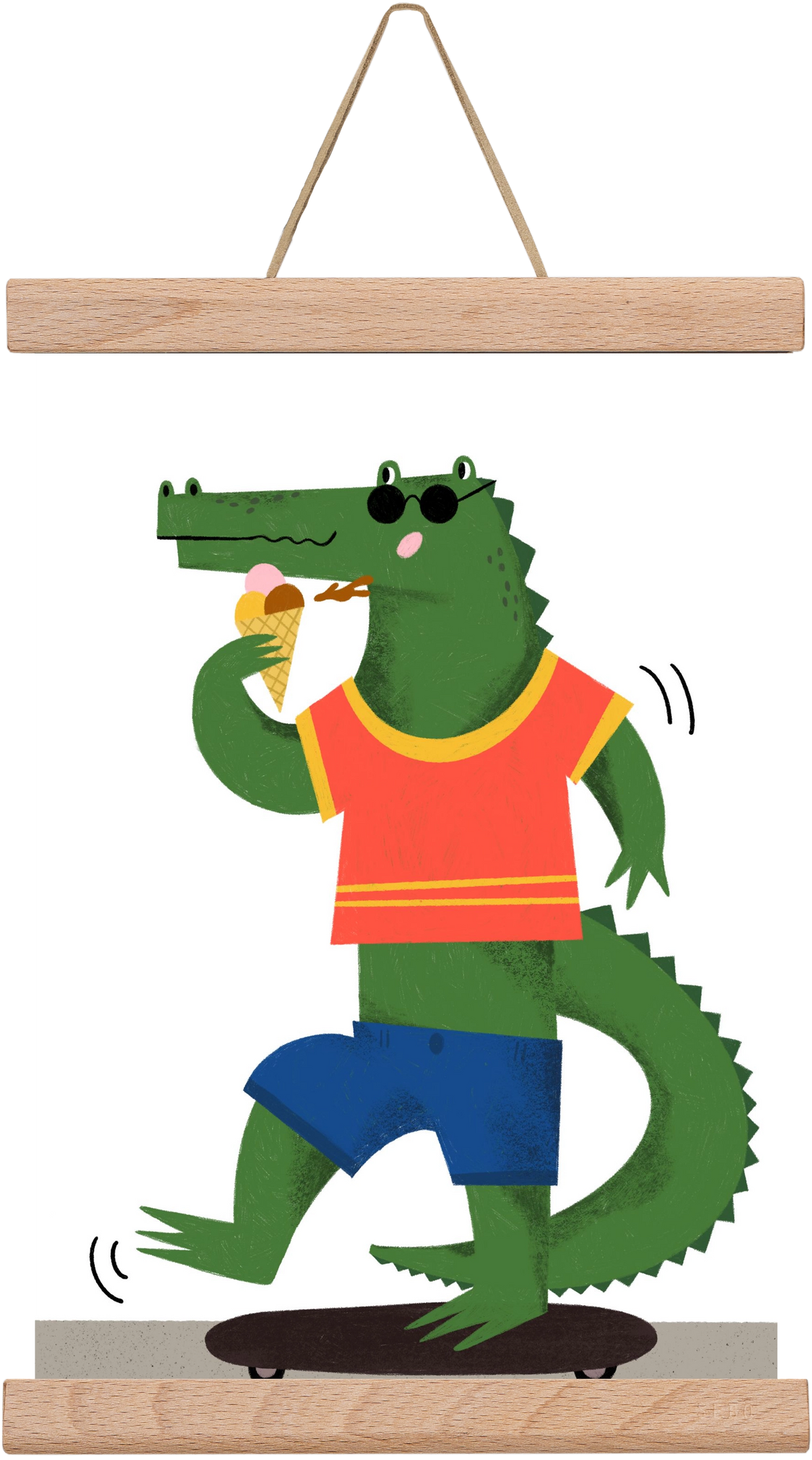 Funky Crocodile, 20x30 cm (20x30 cm), Tölgy akasztó