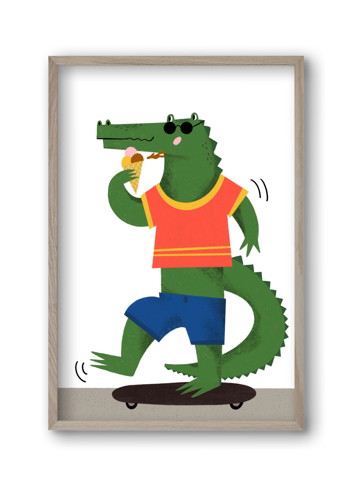 Funky Crocodile, 30x45 cm (30x45 cm), Tölgy keret