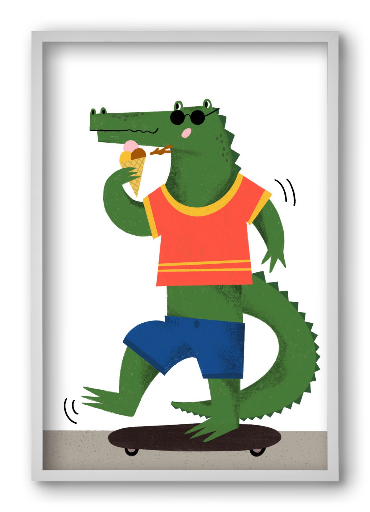 Funky Crocodile, 40x60 cm (40x60 cm), Fehér keret